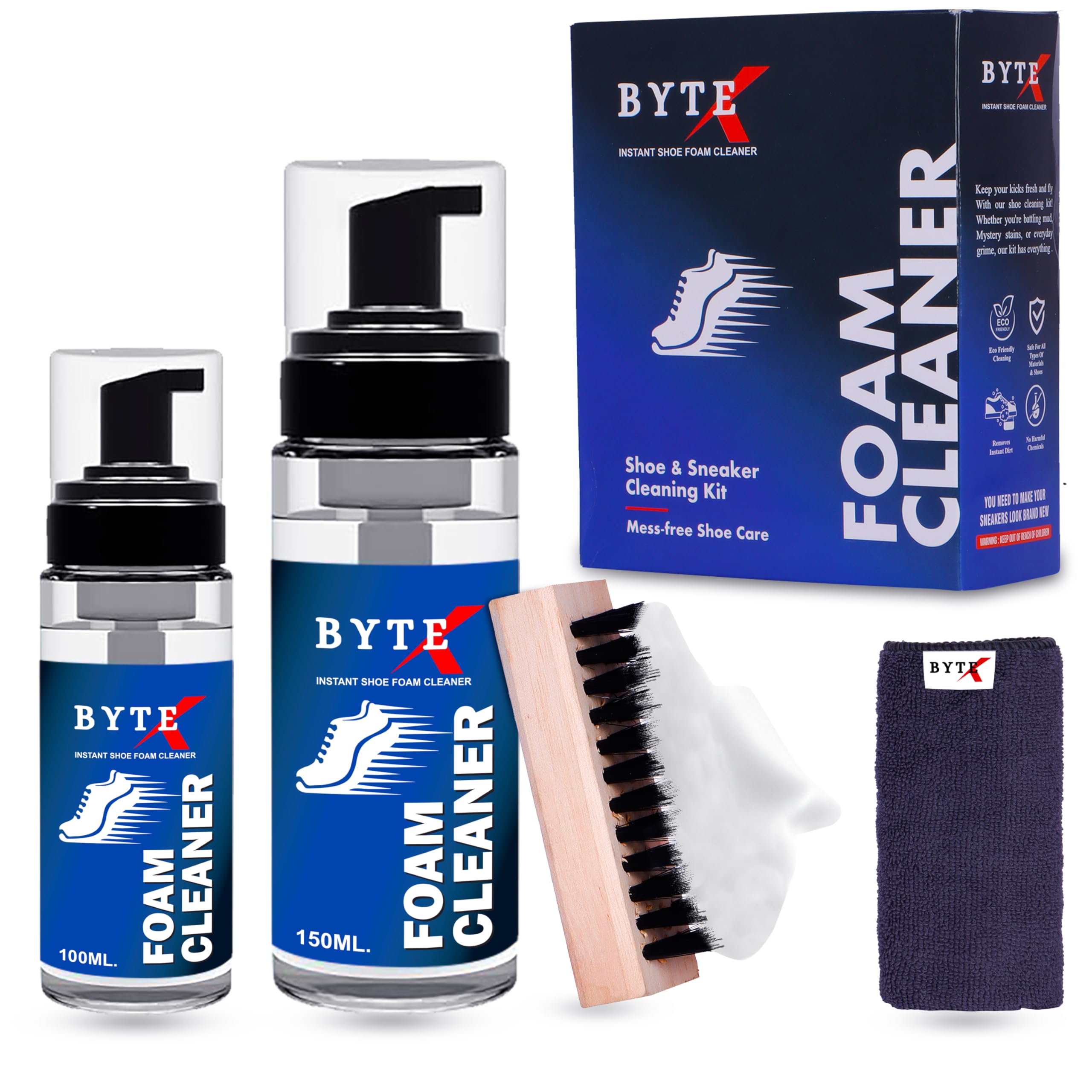 BYTEX Shoe Cleaning Kit White Sneaker Cleaner 150 ML Foam Spray with Additional 100 ML Refill +Brush +Microfiber Towel for Instant Clean | Suitable for Sneaker, Nubuck, Canvas,Trainers & Sports Shoes (B0DD78P2N2) Amazon Price History, Amazon Price Tracker