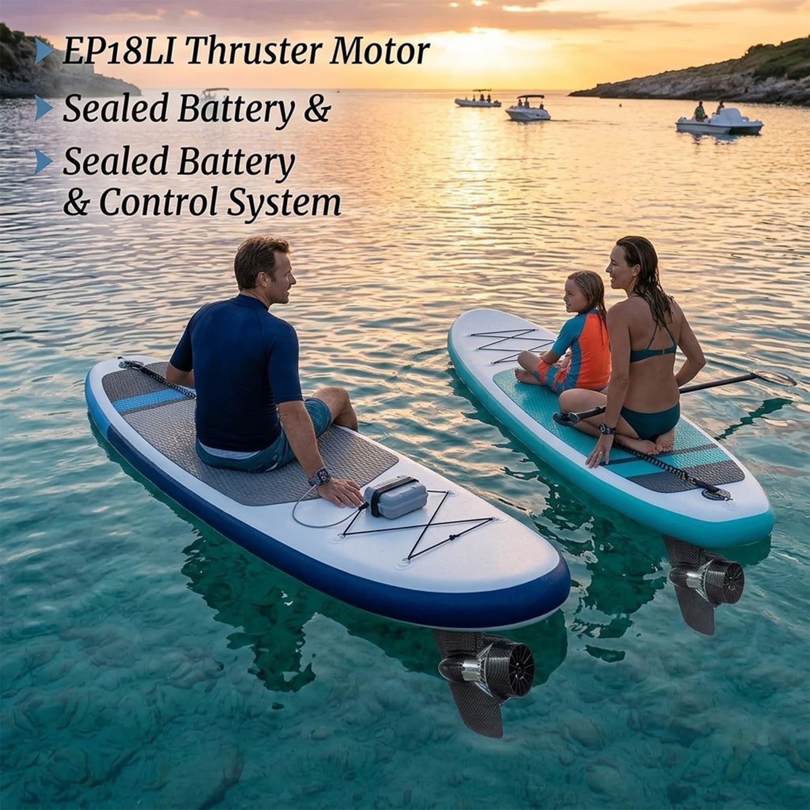 Motor Eléctrico para Paddle Board 24V 288Wh Kit Propulsión Subacuática para Kayak y Sup con Sistema Mando Inalámbrico Velocidad para Uso Marino Industrial