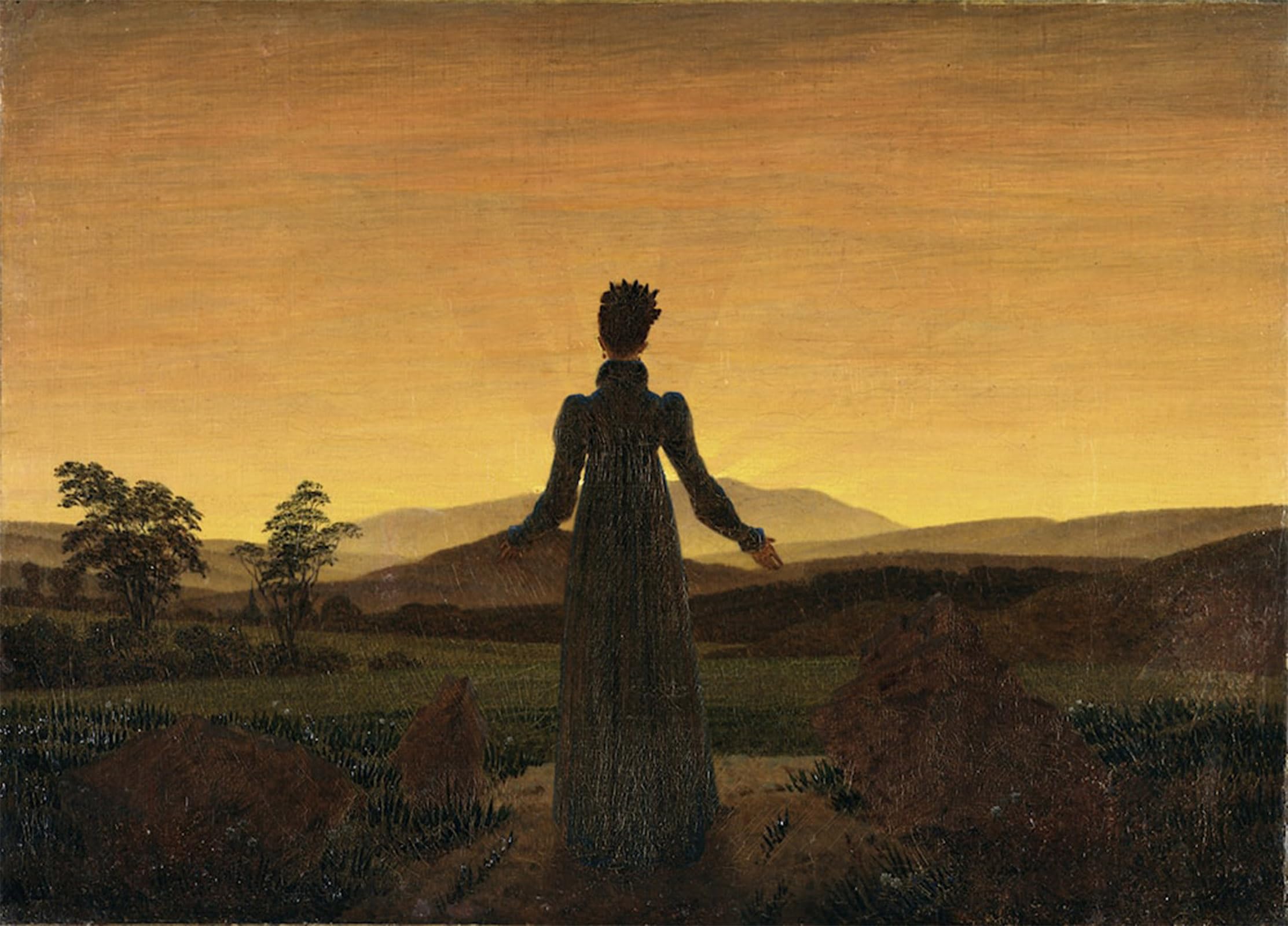 Cuadro de lienzo Mujer ante el sol naciente de Friedrich 60x90cm 5