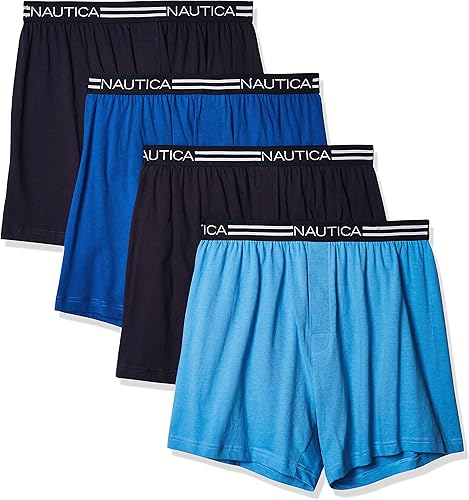 Nautica mens 4 Pack Classic Cotton Loose Knit Boxers