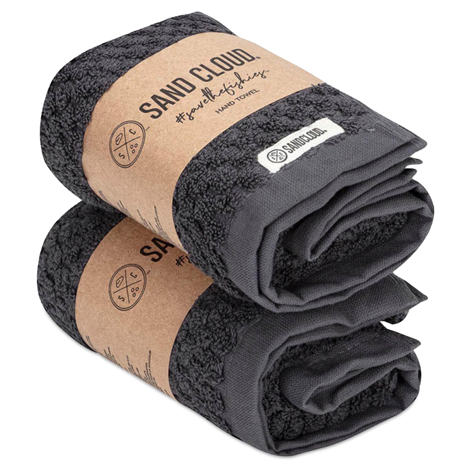 Sand Cloud Turkish Bath Towels for Bathroom, Set of 2 (Atom Charcoal, Large) - Luxury Soft Linen Turkish Organic Cotton is Luxurious & Absorbent -