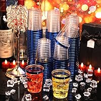 Vista 5 de Tanlade 200 vasos de plástico transparente de 10 onzas, vasos de plástico con bordes, vasos desechables elegantes para fiestas, bodas, día de Acción