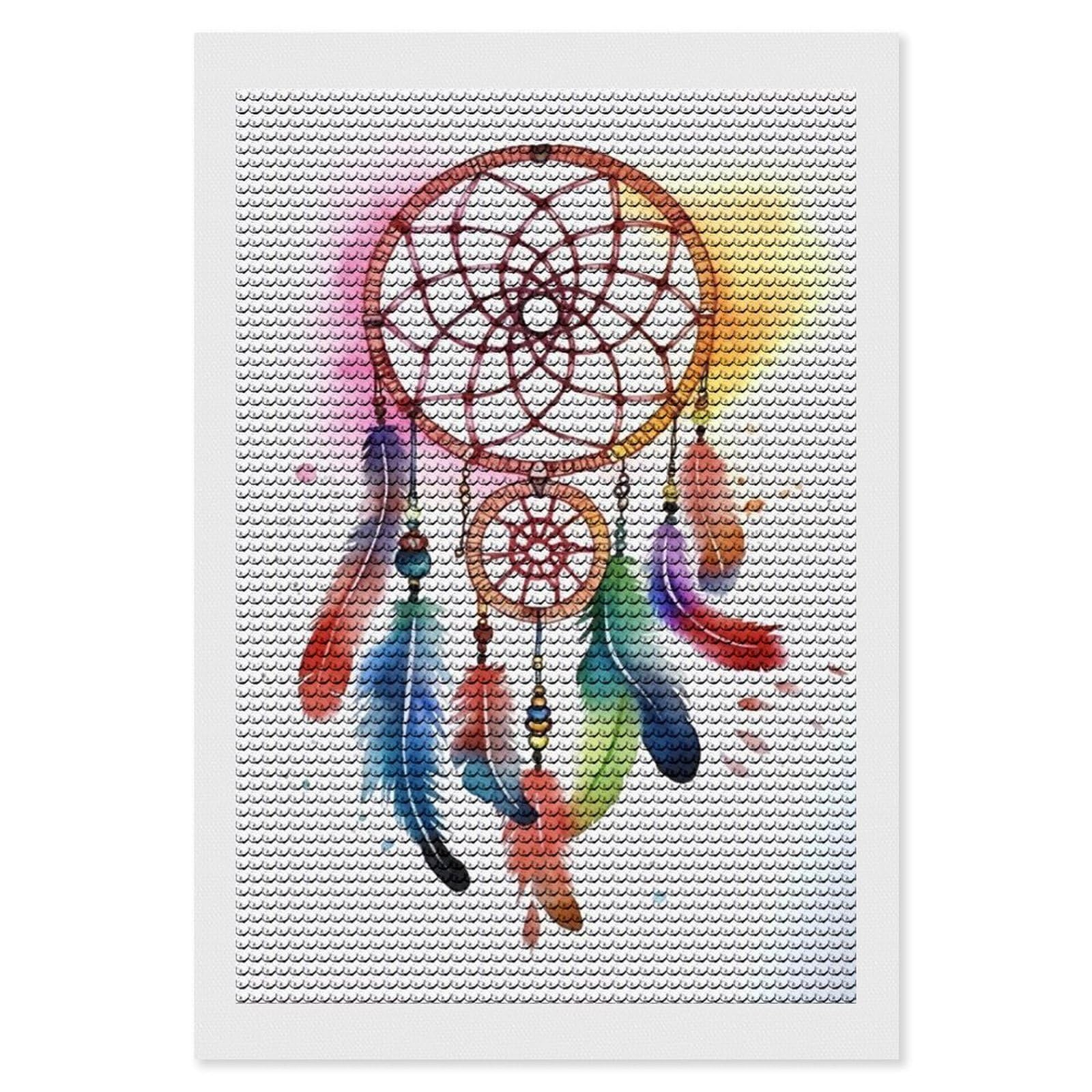 Watercolor Dream Catcher Diamond Art Kits for Adults, DIY 5D Diamonds Painting Kits for Beginner, Round Full Drill Diamond Dots Painting, Diamonds Pictures Gem Art and Crafts Wall Decor 8"x12"
