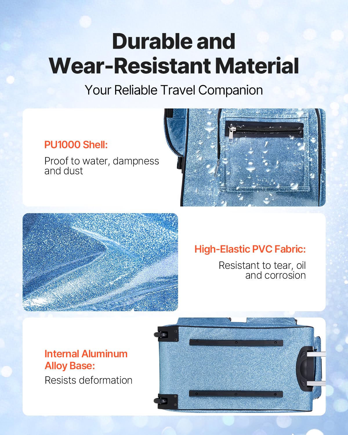 VEVOR Bolsa de Baile, con Perchero Ajustable en Altura, Bolsa de Lona con Ruedas de 74 cm, Puerto USB, Cortina de Privacidad, Ideal para Viajes y Competiciones, Azul Brillante, 730 x 430 x 380 mm