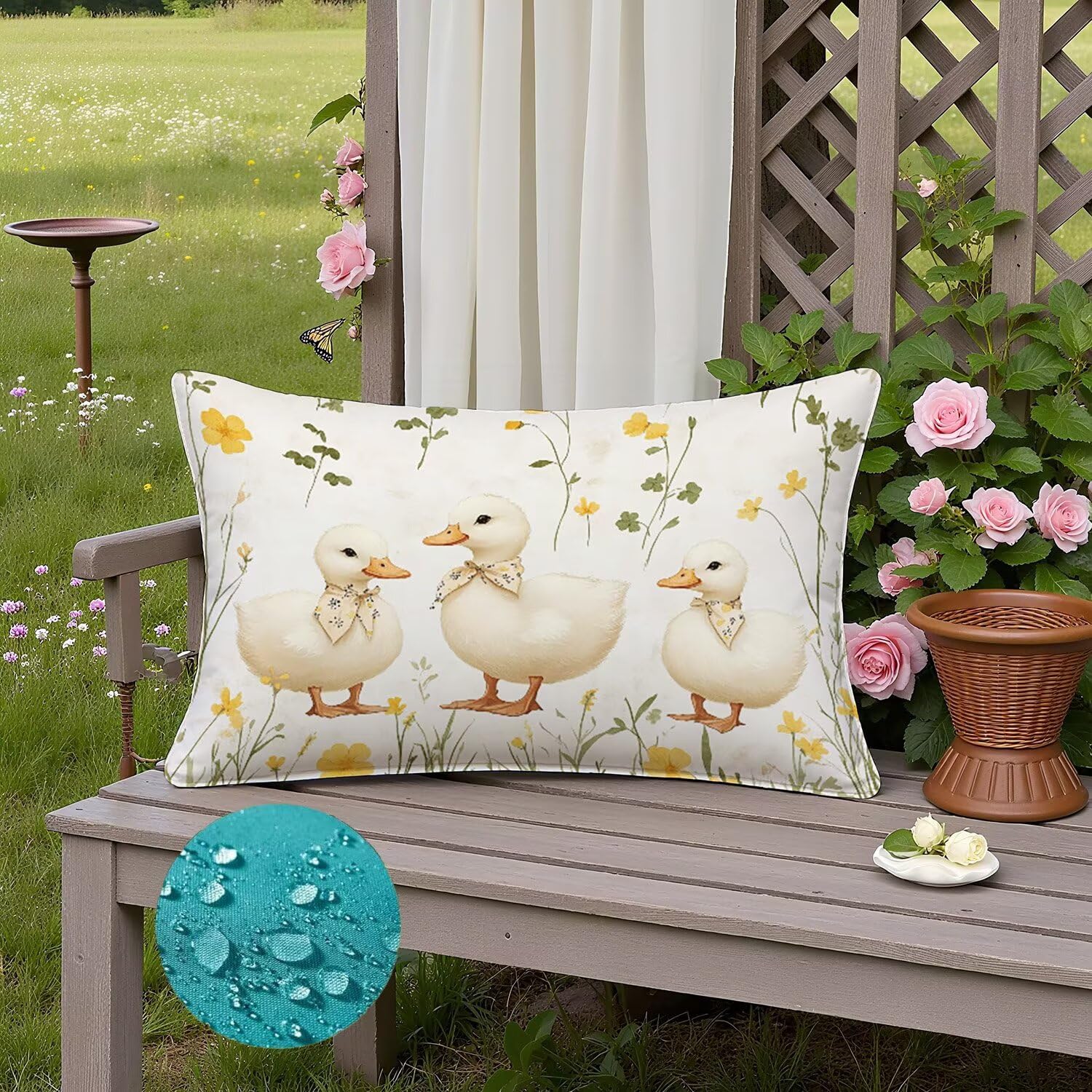 Ente Kissenbezug 70 x 90 Leinen 2er Set, Wasserdichter Kissenbezug Creme Kissenbezüge 70x90 Outdoor Wasserdichter, Mode Flauschig Weich und Bügelfrei Pillow Cover, Deko für Wohnzimmer Sofa Bett K2-186