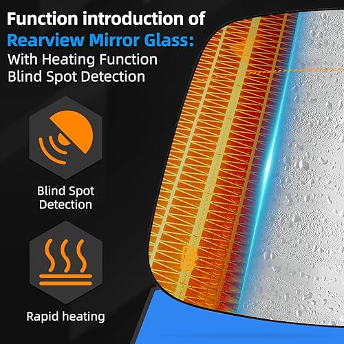 Miniatura 4 de Espejo lateral del pasajero de repuesto para Jeep Grand Cherokee 2011-2020, para Dodge Durango 2014-2019 - Espejo retrovisor lateral derecho con