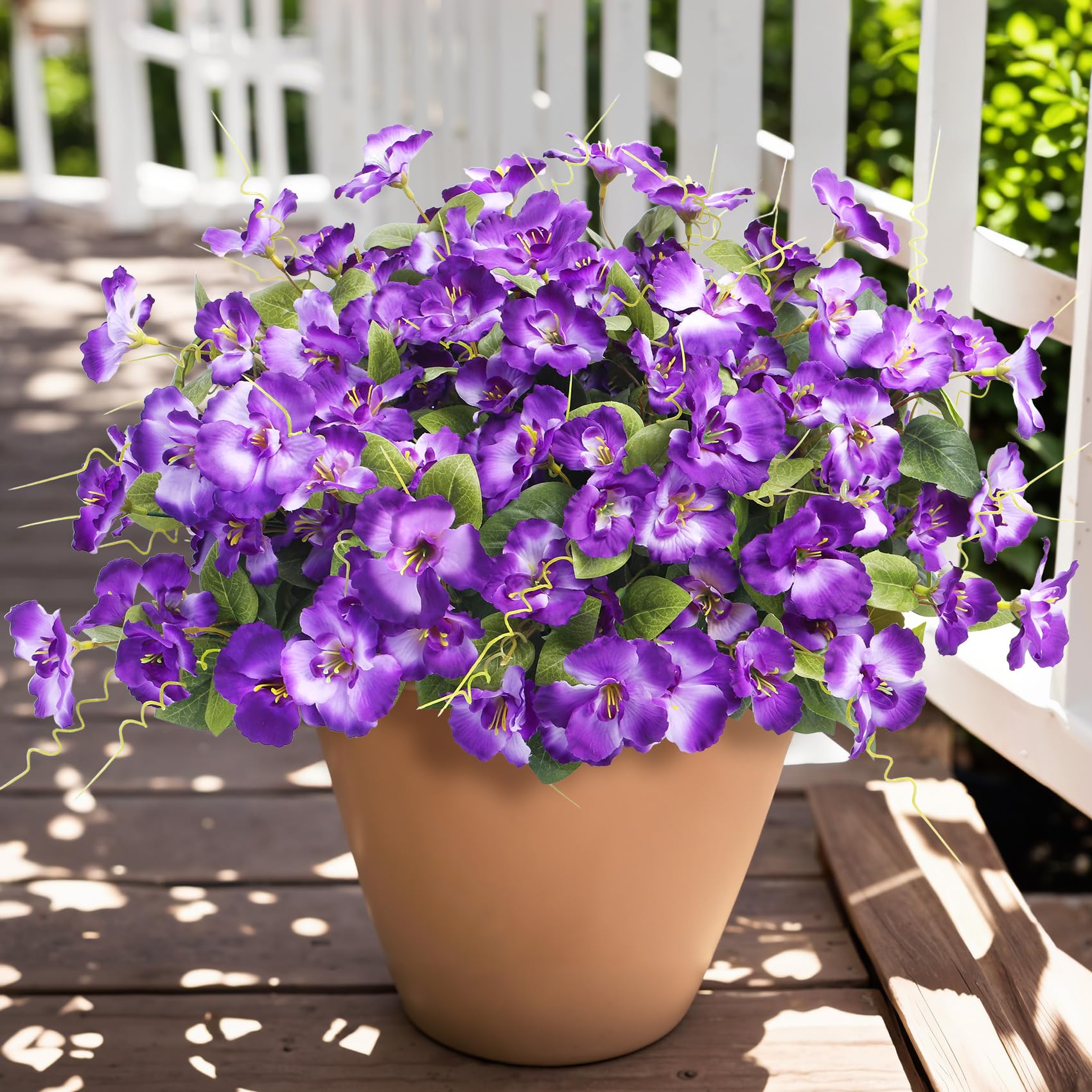 Ouddy Decor 8 Bundles Artificial Hibiscus Flowers for Outdoors Decoration, Faux Silk Flowers Bouquet UV Resistant Fake Plants for Garden Porch Patio