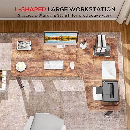 Miniatura 13 de EUREKA ERGONOMIC Escritorio de computadora en forma de L de esquina negra de 60 pulgadas, para oficina en casa, juegos, estudio, mesa de escritura,