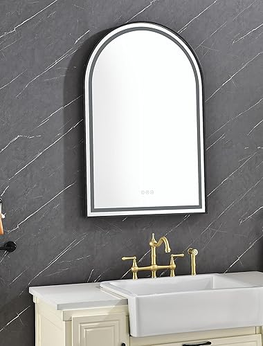 Miniatura 8 de Espejo LED rectangular de gran tamaño con marco negro, de 39 pulgadas de ancho x 26 pulgadas de alto, antiempañamiento, regulable, montaje en pared,