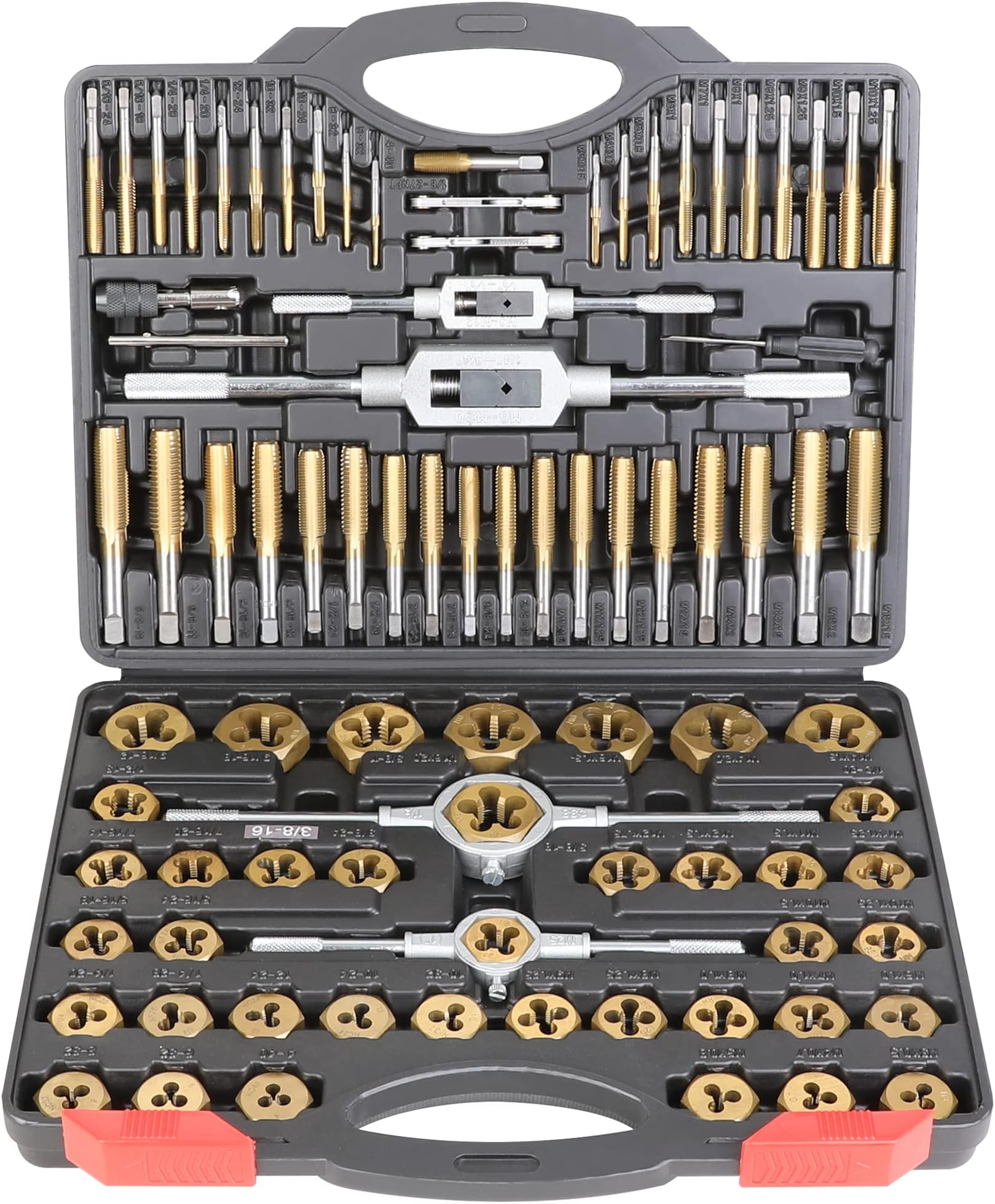 Grip 110 pc Professional Tap & Die Set Tap Wrenches, Die Wrenches