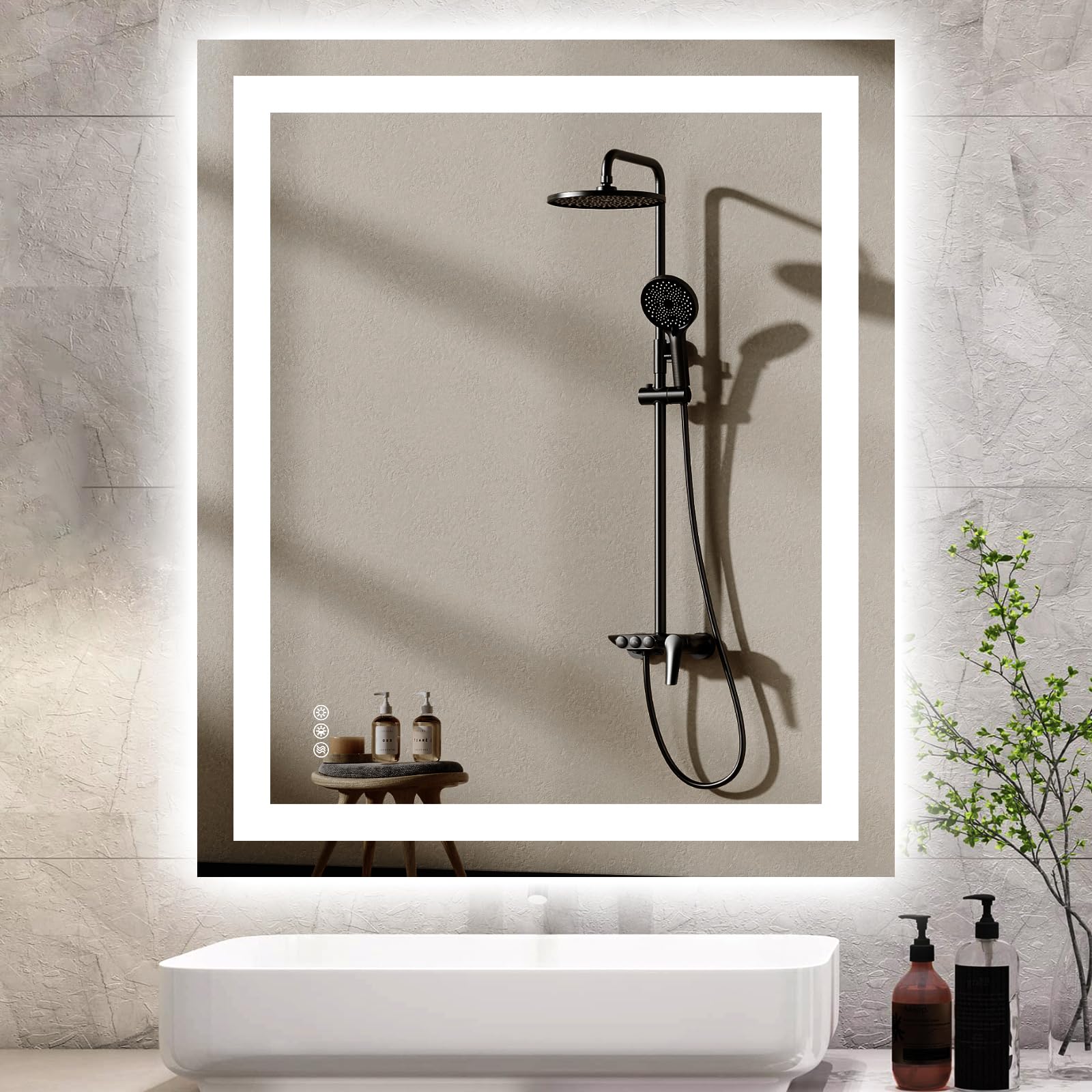 Hivone 30"X36" LED Bathroom Mirror with Lights, Anti-Fog, Dimmable, Backlit + Front Lit, Smart Bathroom Vanity Mirror, Memory Function, Shatterproof, Tempered Glass (Horizontal/Vertical)