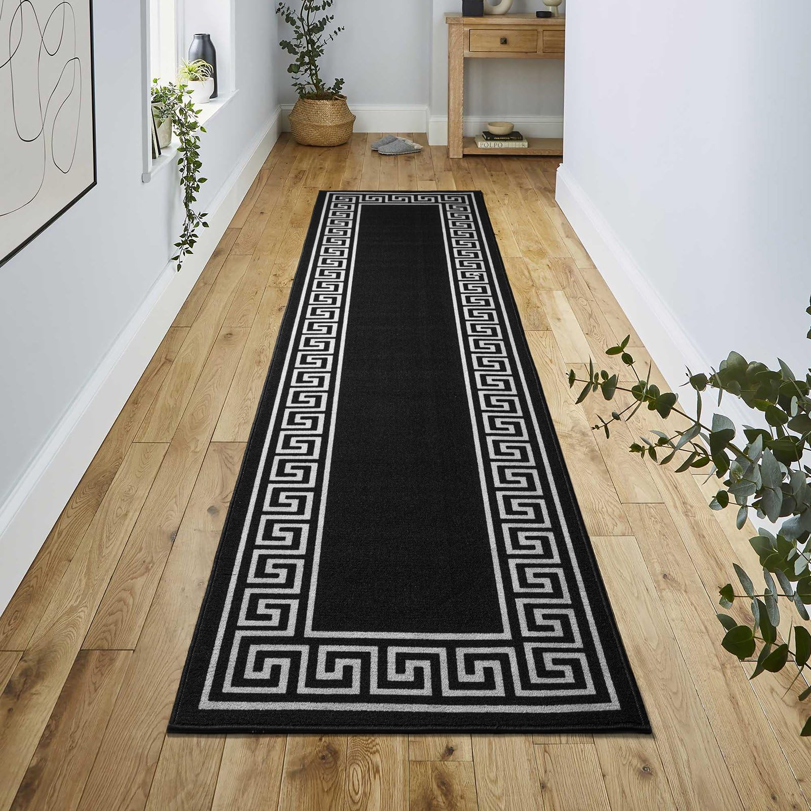 renoazul® Carpet Runners for Hallways Non-Slip Long & Wide Heavy-Duty Plain | 80 x 300 cm Super Absorbent Indoor Stair Carpet and Kitchen Anti-slip Floor Mats - Greeky Rug - Grey & Black — view 129