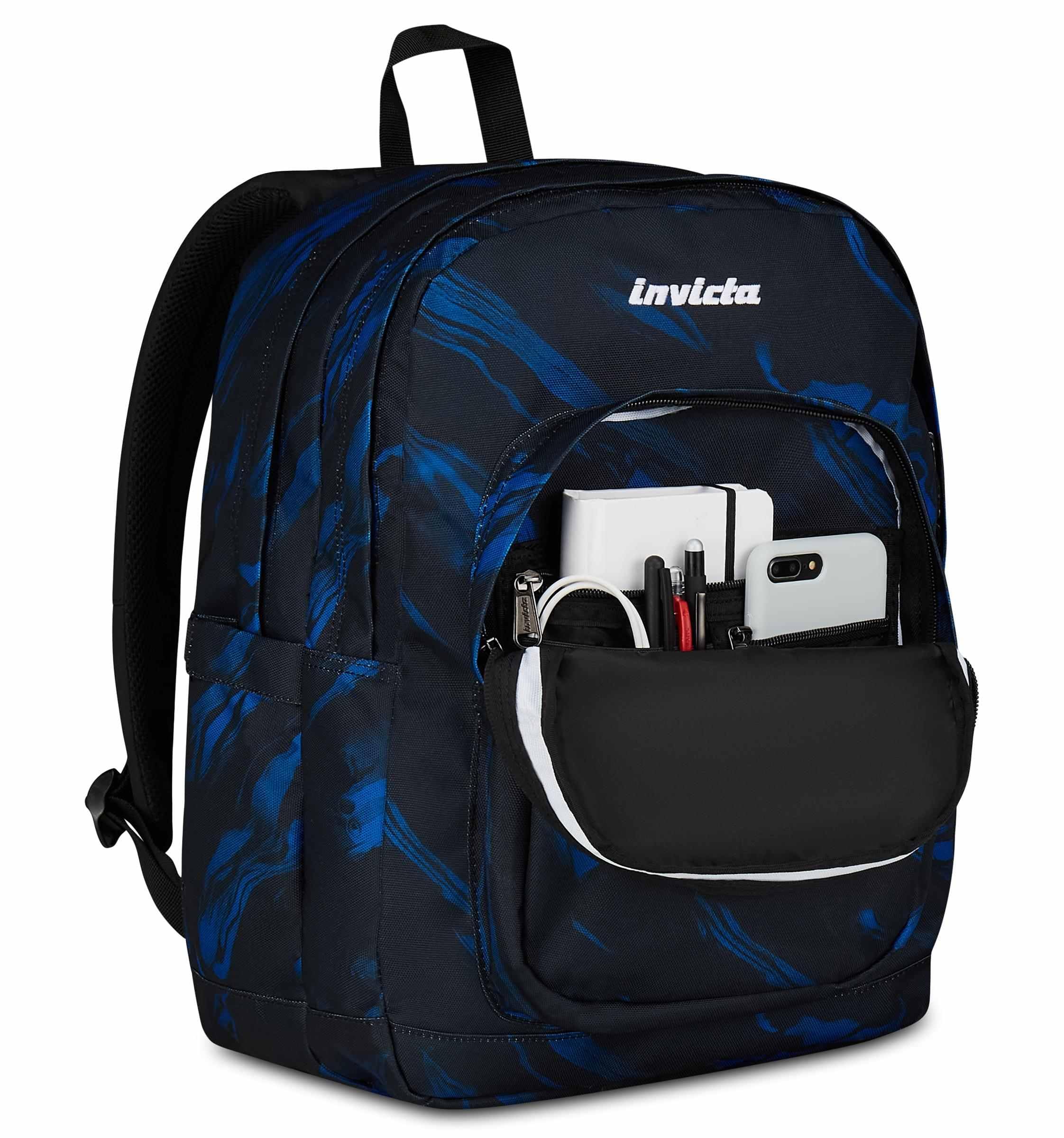 Invicta Zaino Scuola Jelek, Blu, Doppio Scomparto Con Tasca per PC e Tasca per Borraccia, 34 lt, Scuola Media e Superiore, Zaino Ragazzo