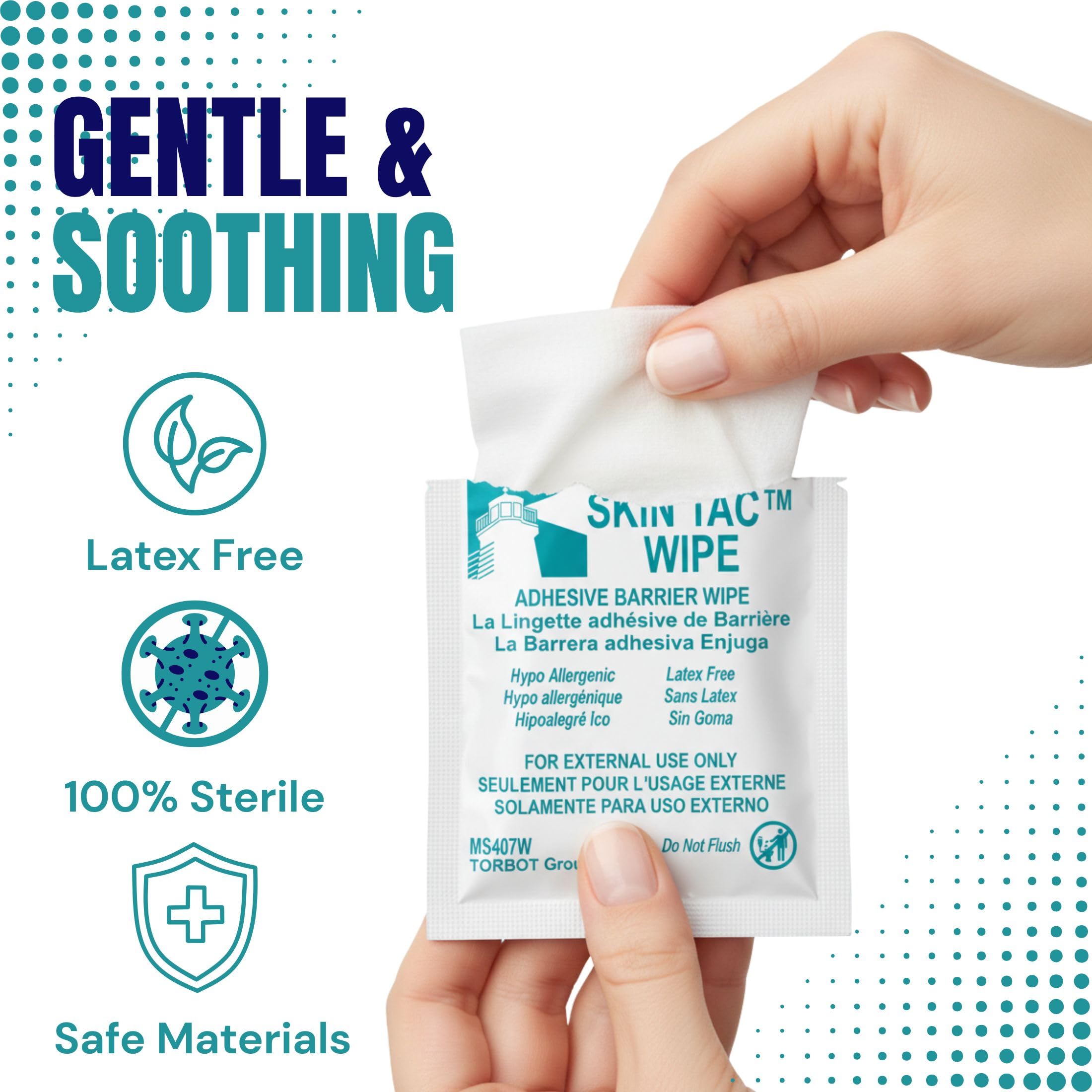 Skin-Tac TM - Salviette adesive per barriere, confezione da 2, 50 pezzi