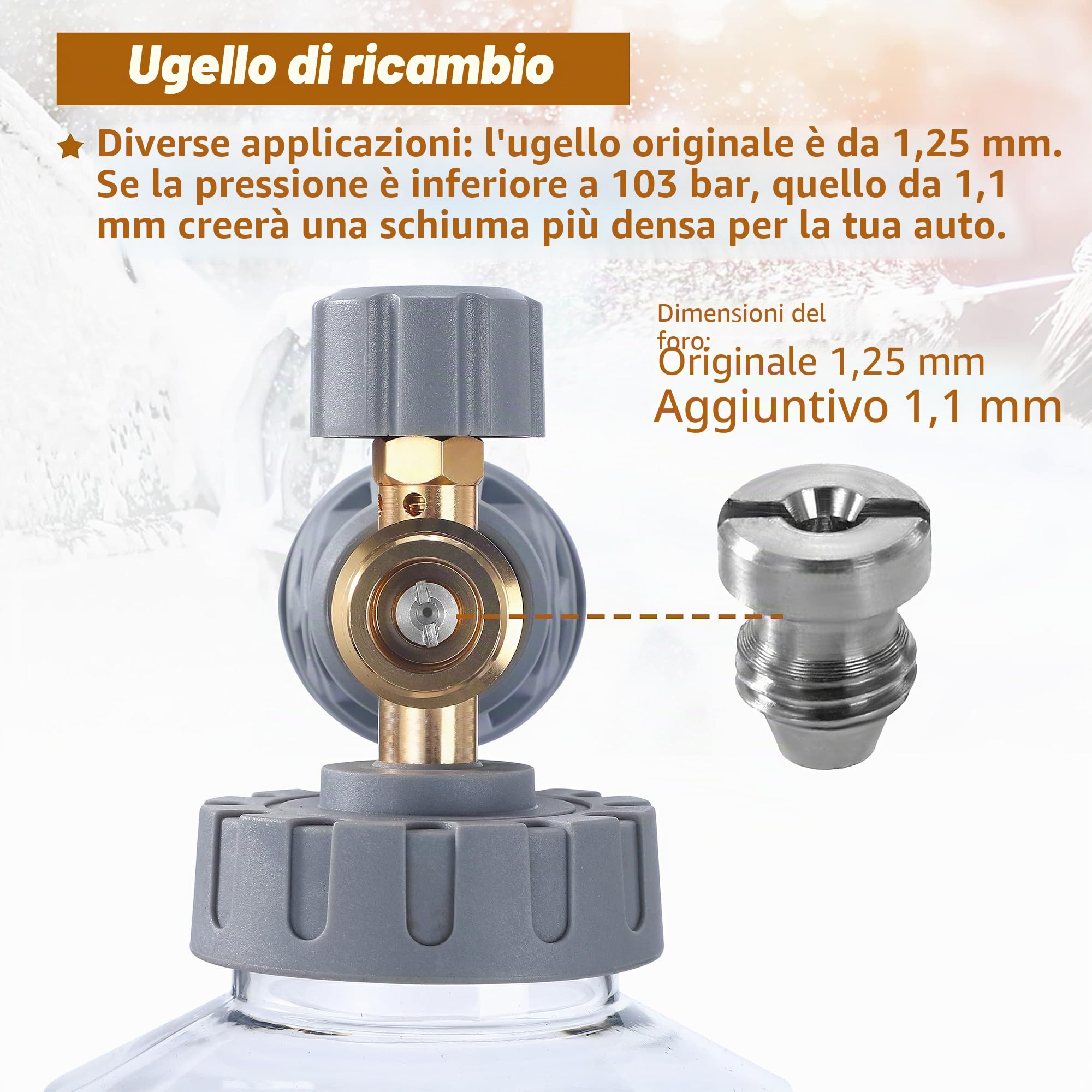 Tool Daily Lancia Schiuma, Cannone Schiumogeno Regolabile, Lancia per Schiuma Densa con Attacchi M22 e Raccordo Rapido da 1/4", Bocchetta Addizionale con Orifizio da 1.1 mm, 1.5 Litri