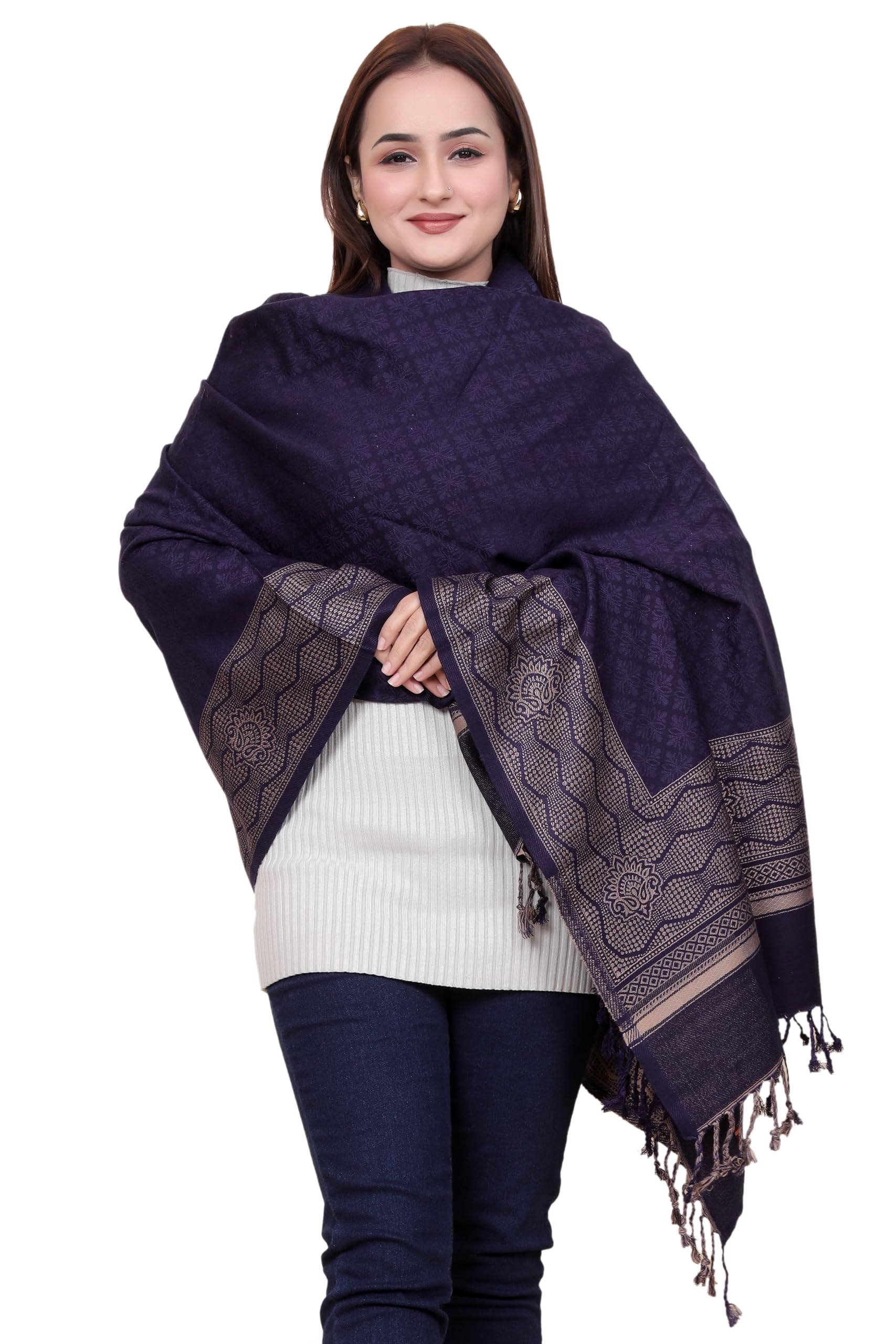 kti KRITI Paisley Design Woollen Beige Color Shawl For Women-picture-43