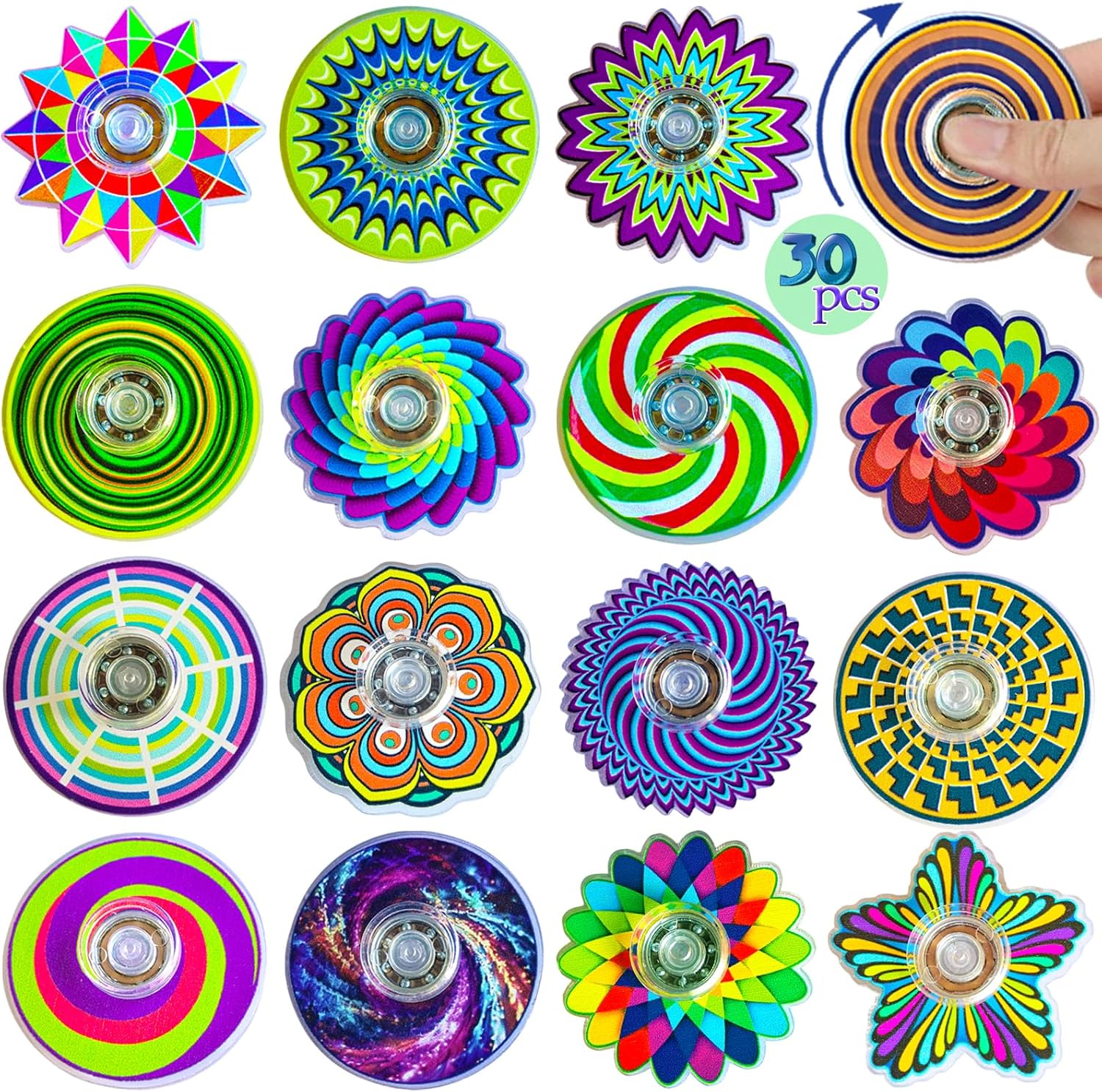 30 Pack Fidget Spinner Toys Mini Bulk Gifts Party Favors for Kids Adults,Sensory Toys Goodie Bags Stuffers for Boys Girls Autism ADHD Stress Relief,Treasure Box Toy Classroom Prizes Supplies
