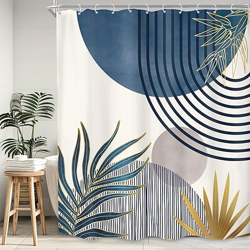 Miniatura 12 de KOMLLEX Cortina de ducha bohemia naranja de mediados de siglo para decoración de baño, 48 pulgadas de ancho x 72 pulgadas de alto, abstracto,