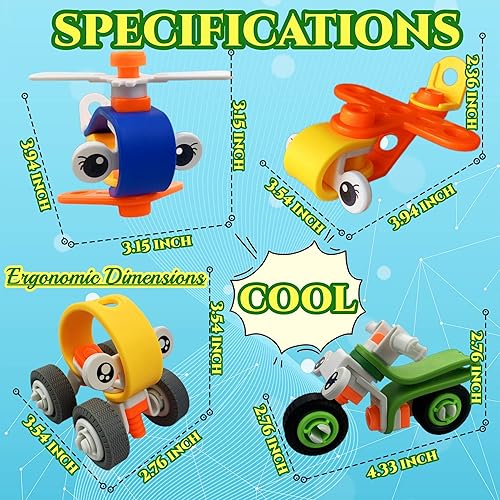 Miniatura 4 de 30 piezas de bloques de construcción de juguetes de ensamblaje, vehículos desmontables y juguetes de aviones, juego de juguetes sensoriales para