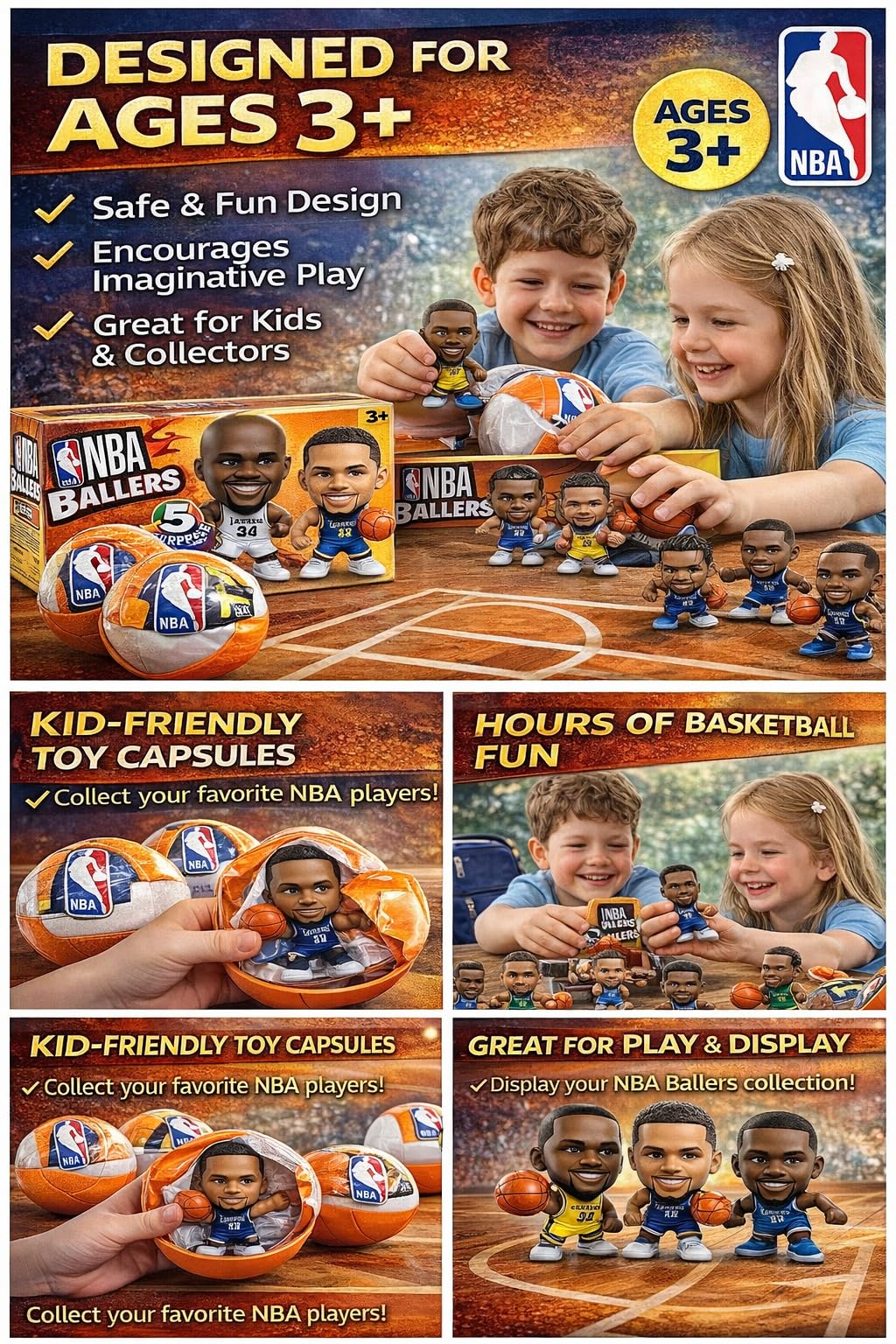 ZURU 5 Surprise NBA Ballers Series 2 - Personaggi e accessori da collezione ufficiali NBA, giocattolo sportivo a sorpresa (4 capsule)