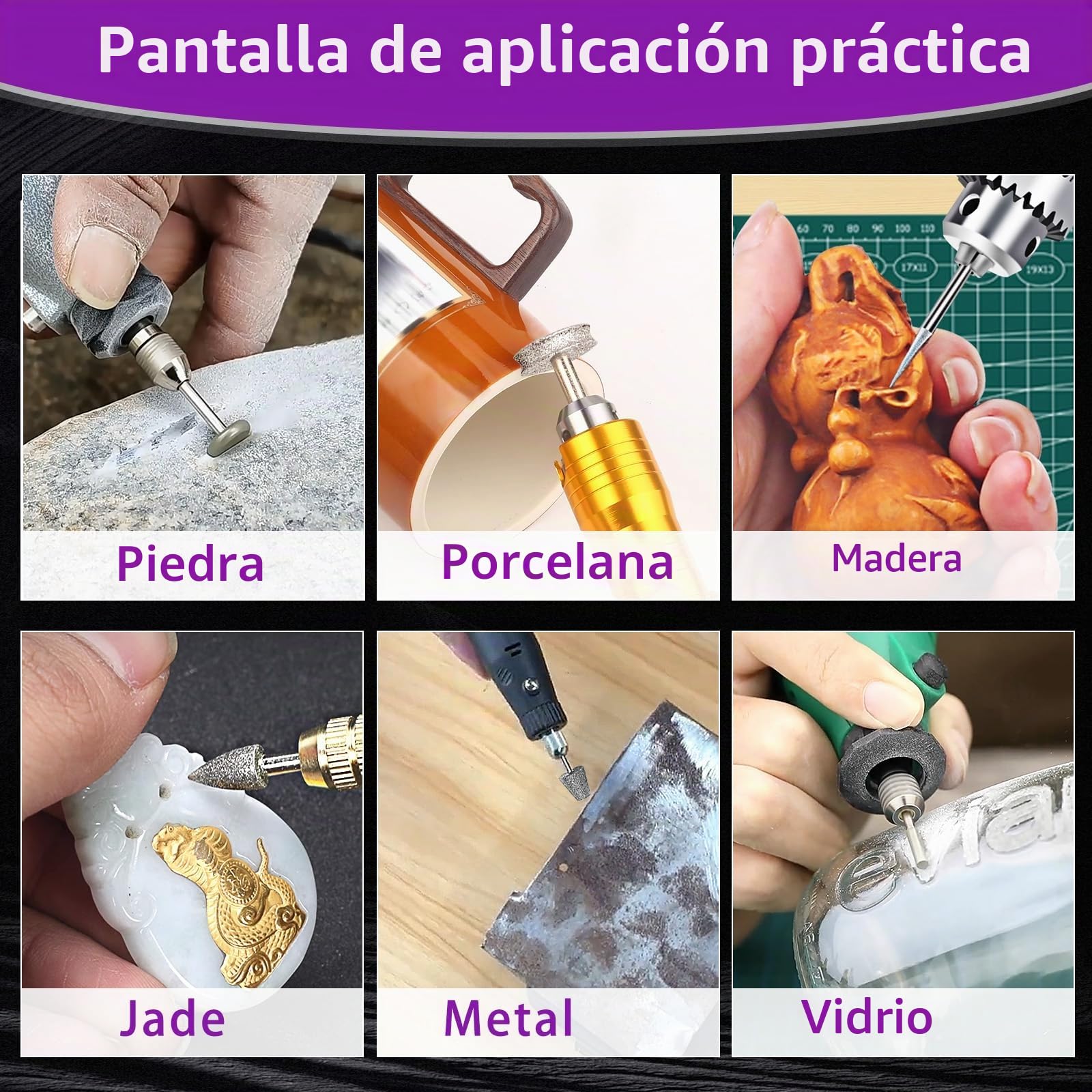Juego de 52 brocas de diamante multifuncionales compatibles con Dremel, brocas de diamante para herramientas rotativas, vástago de 3 mm, para tallar, pulir, moler