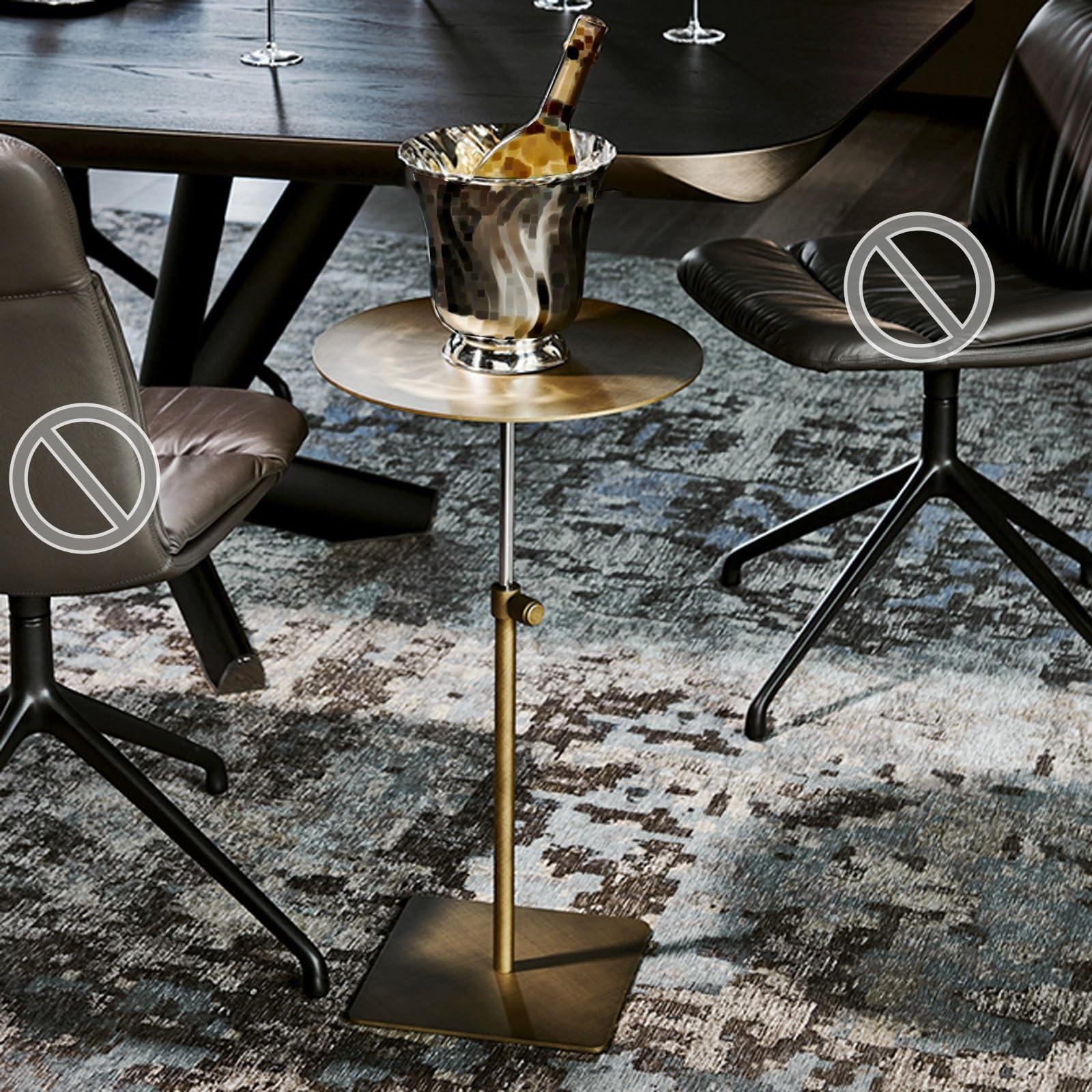 Tavolino Bar, Tavolo Bar Regolabili in Altezza, Materiale in Acciaio Inossidabile, Adatto per Sale da Pranzo, Bistrot, Soggiorni(Gold,50CM/20IN)