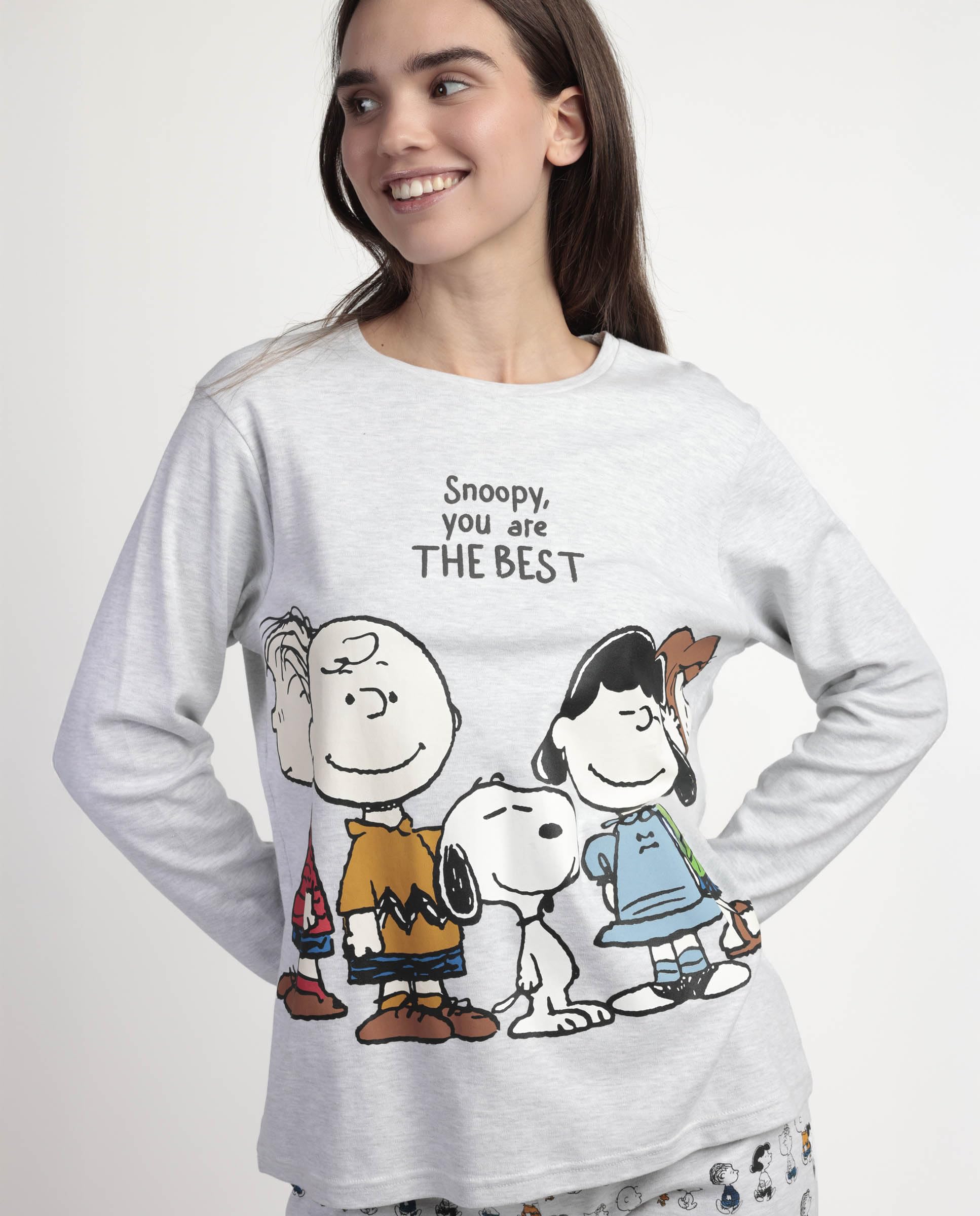 PEANUTS Pijama Manga Larga Snoopy&Friends para Mujer