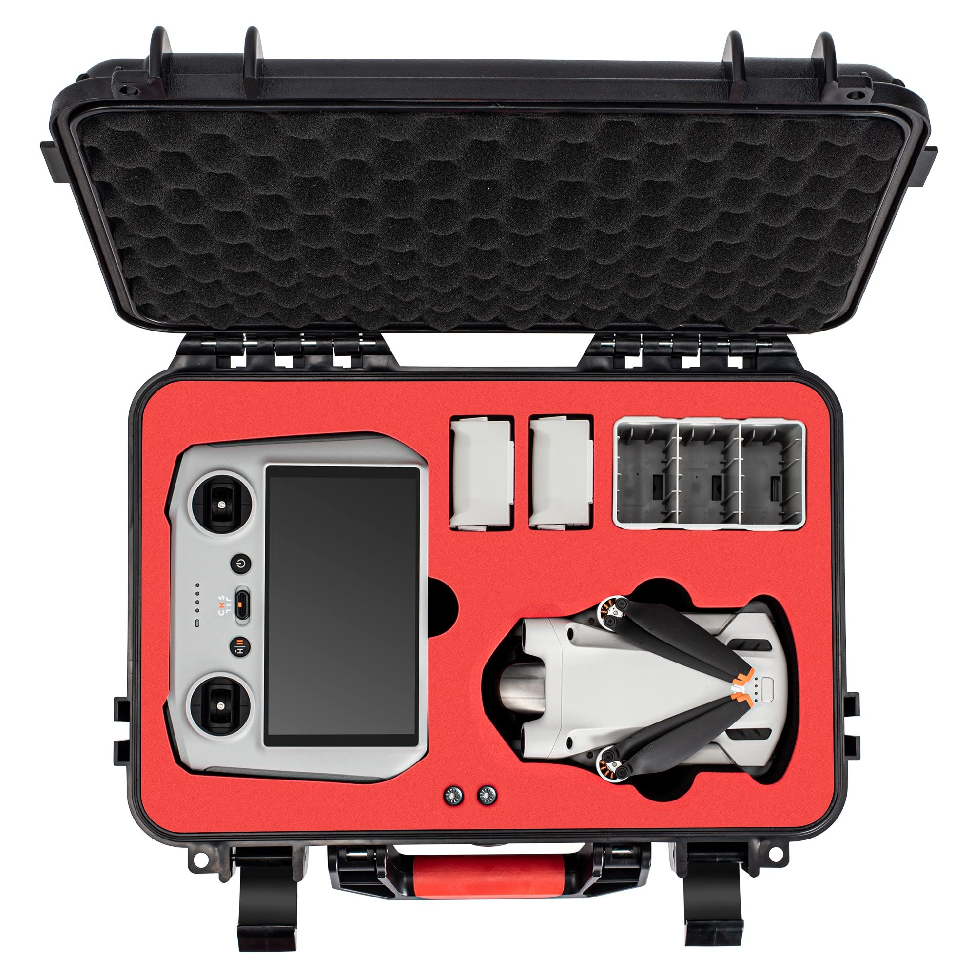 Water Proof Hard Shell Carry Case for DJI Mini 4 Pro Drone/DJI Mini 4 / DJI Mavic MINI 3, 3 PRO (for DJI RC 2/ RC-N1/Dji RC Remote) Double Layered - fits Tablets, Landing Pad, Combo + Full Camera kit