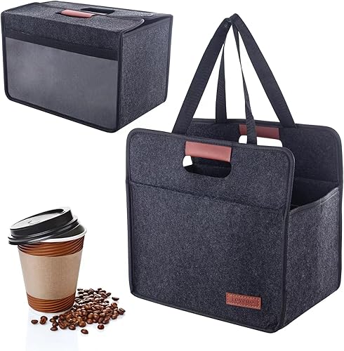 Foyego Porta bebidas portátil con 6 portavasos, soporte plegable para tazas de café para automóvil y barcos, reutilizable, aislado, para bebidas,