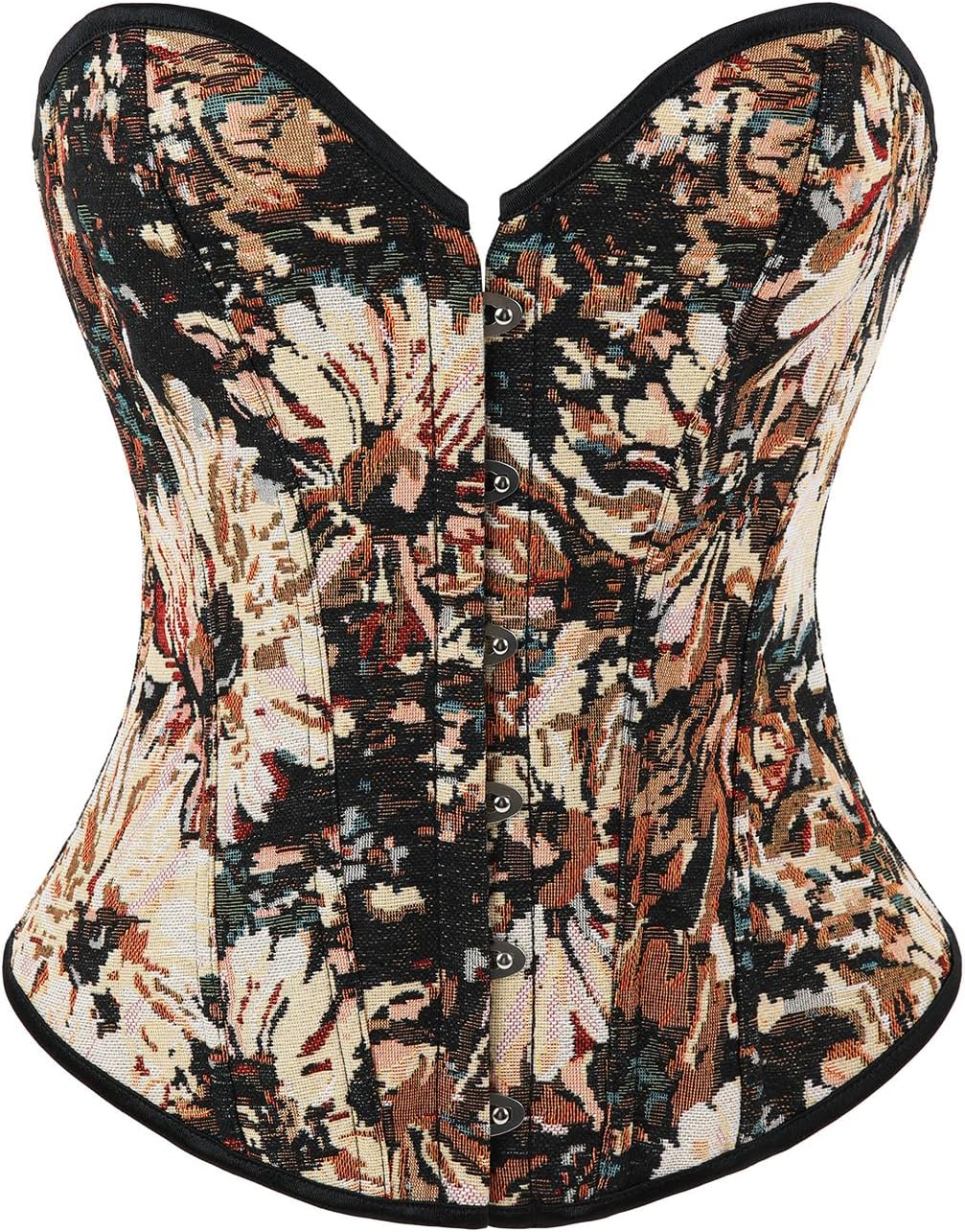 SHAPERIN Corset Tops for Women Vintage Floral Denim Overbust Corset Renaissance Bustier Top Waist Cincher Going Out