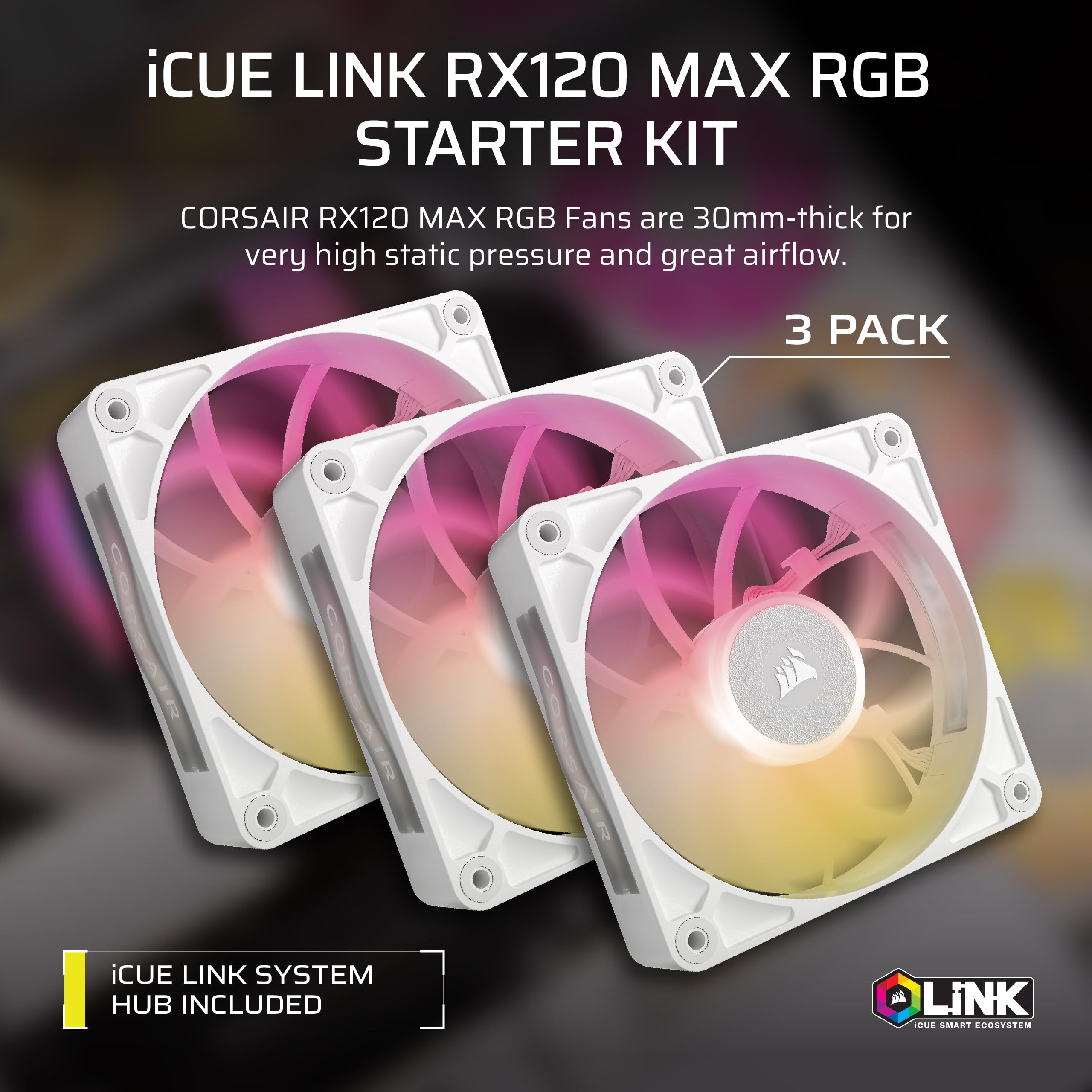 Amazon.com: CORSAIR iCUE Link RX120 MAX RGB 120mm PWM Thick Fans