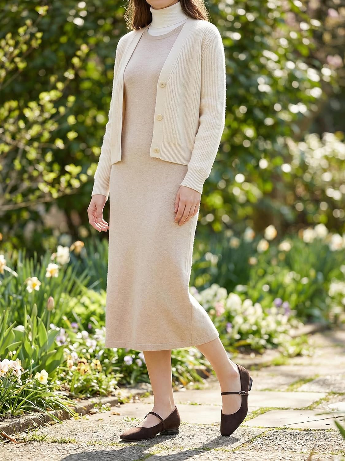 Womens Mary Jane Flats Closed Square Toe Ballet Flat Dressy Comfortable Slip on Shoes - Image 5