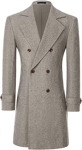 Men's Blazer Jackets Slim Fit Brown Casual Sport Coats Double Breasted Men Trenc