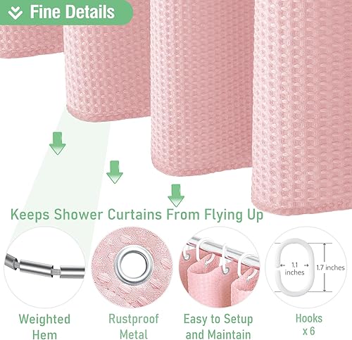Vista 570 de Dynamene Cortina de ducha larga de tela negra – Cortinas de ducha de tela alta y resistente con textura de gofre, juego de cortina de baño de lujo