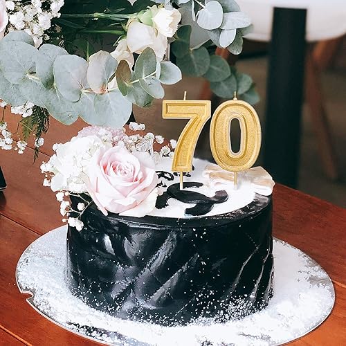 Miniatura 4 de LUTER Velas grandes de cumpleaños de 2.76 pulgadas con purpurina dorada, velas para pastel de cumpleaños, velas de número, decoración para bodas,