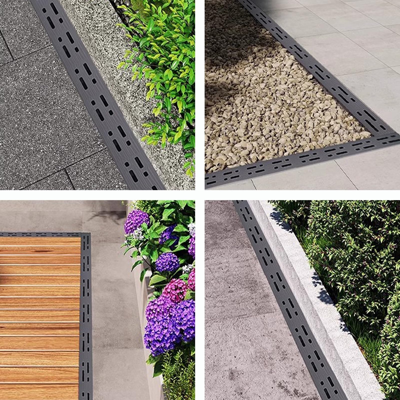 ZIMGOD Trench Drain Yard Drainage Channel System with Woodgrain Finish, Driveway Trench Drain Grating for Sidewalk & Factory, Outside Gutter Drains Diverter(50 * 10 * 4cm (19.6 * 4 * 1.5in))