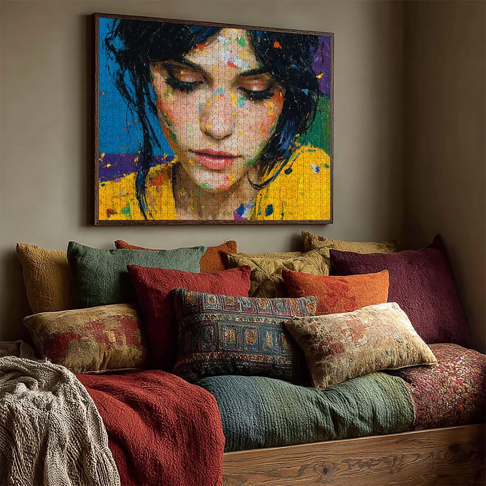 Puzzle 2000 elementów dla dorosłych, żółte, drewniane puzzle, 99 x 71 cm, części ściśle do siebie pasują, dla mężczyzn kobiet starszych seniorów, relaks i odstresowanie, prezenty, dekoracja ścienna