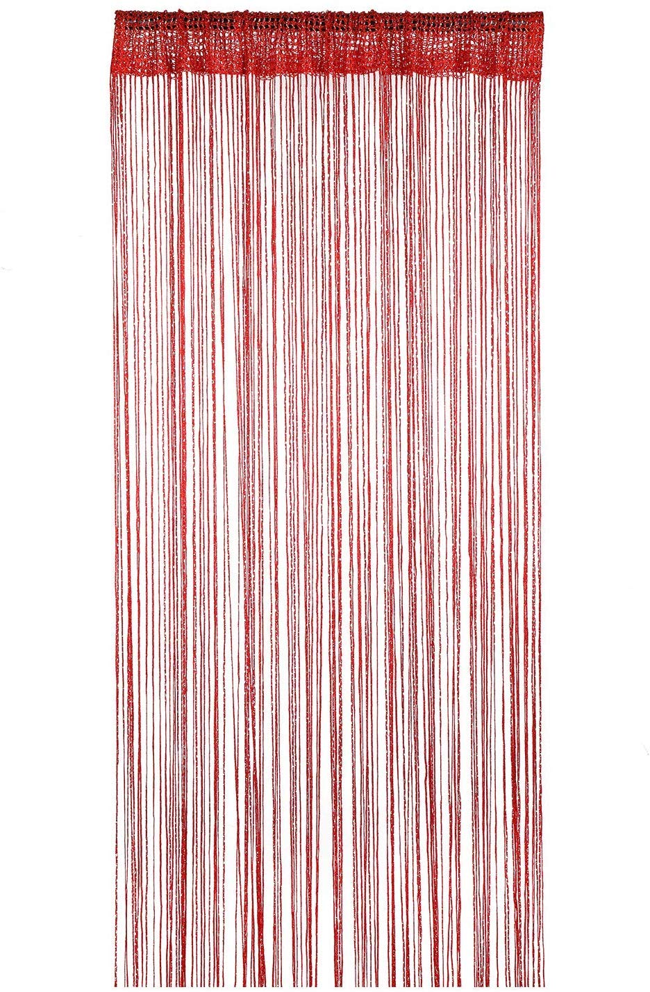 WedDecor Red String Curtains Glitter Fringe Panel Fly Screen Room Divider Tassel Curtain for Doors Doorway, Windows - Image 2