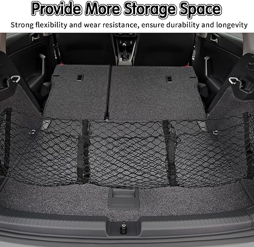 Vista 7 de Tallew Red de carga para camioneta y camioneta, malla elástica resistente, organizador de almacenamiento trasero con ganchos, tornillos, ojales, red