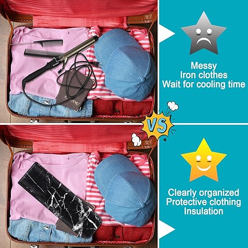 Vista 82 de Shappy Funda de viaje para rizador, 2 piezas, resistente al calor, funda de neopreno para alisador y herramientas calientes de silicona, bolsa plana