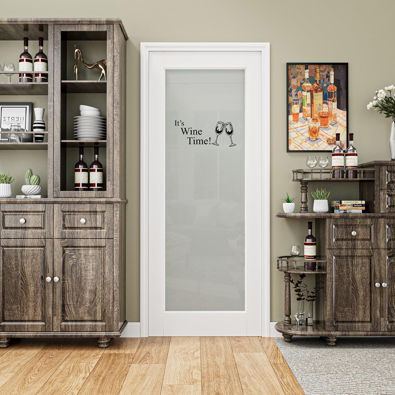 White Primed Solid Manufactured Woodbasement Standard Door for French Doors,26"x 80",Wine015