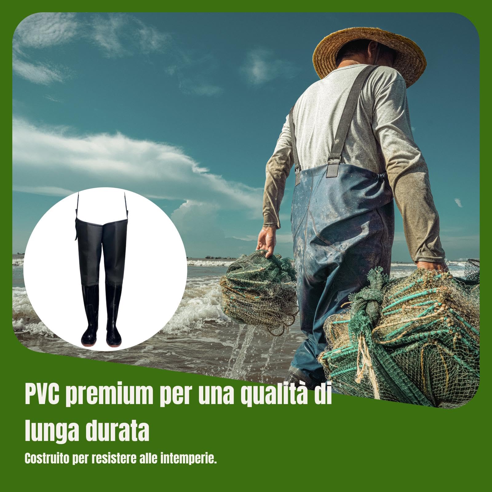 Sharplace Stivali Da Pesca con Stivali, Stivali Alti Fino Alla Coscia, Calze, Pantaloni Impermeabili per Lavori Agricoli, Giardinaggio, Attività Acquatiche