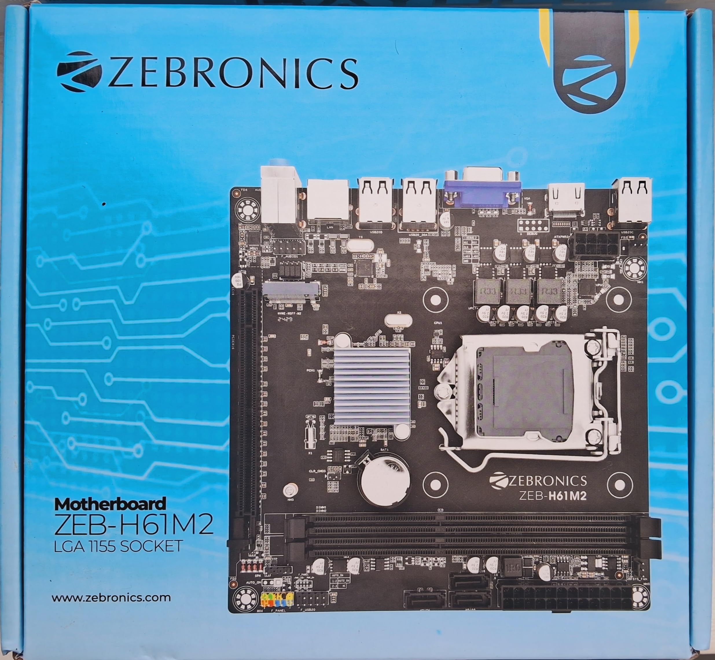 H61 NVMe Motherboard LGA 1155 Socket | 6USB,1VGA,1LAN,1Audio,1HDMI
