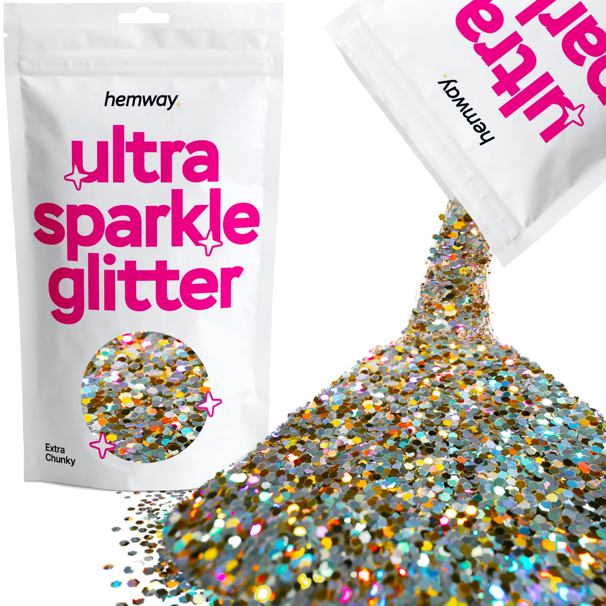 Hemway Ultra Sparkle Glitter Baby Pink Iridescent 100g Fine | Glitter for Arts & Craft, Makeup, Nail Art, Crafting, Card Making, Sparkle Decoration — view 25