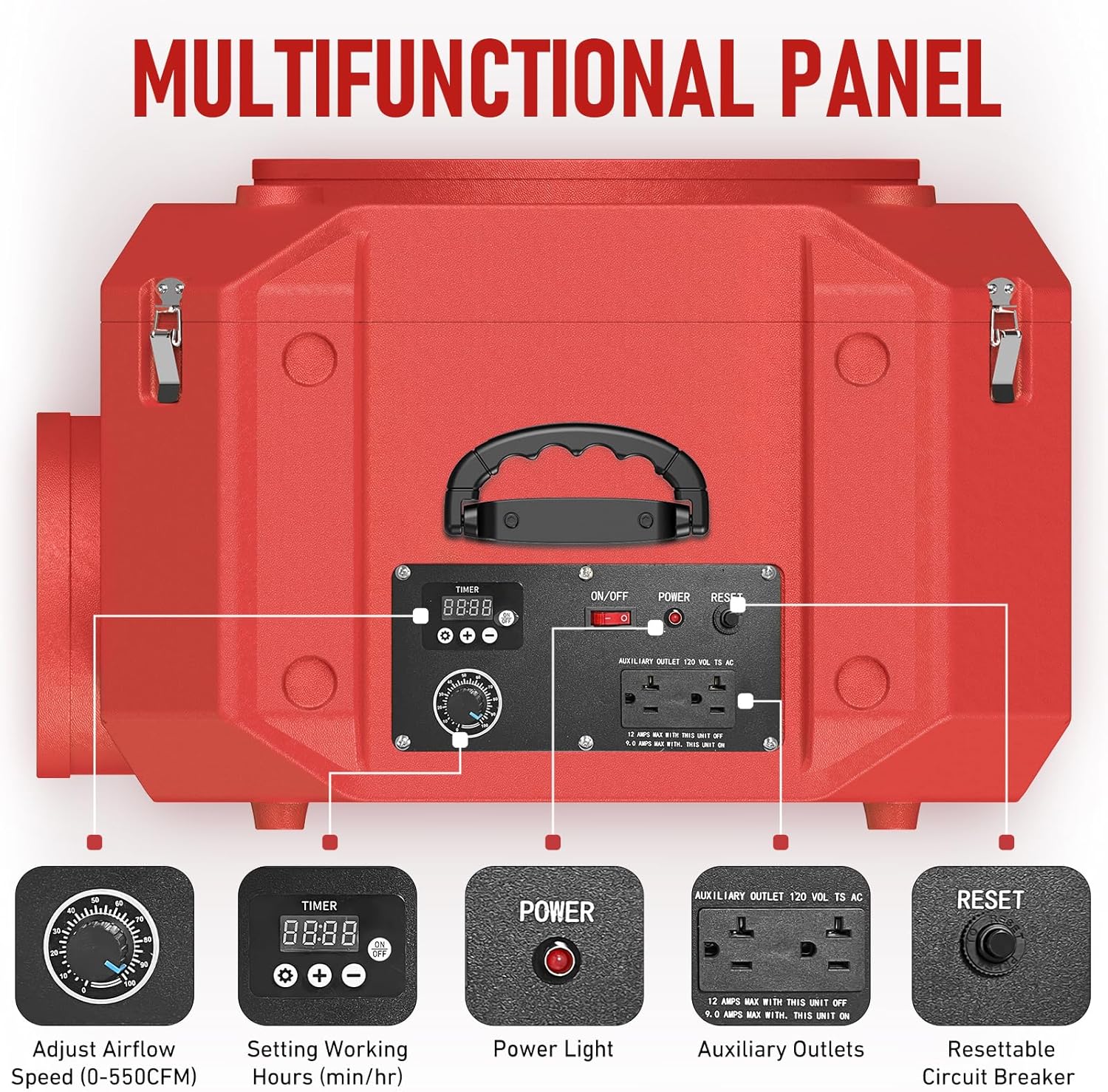 Industrial HEPA Air Scrubber – Portable Negative Air Machine 550 CFM – Stackable Commercial Air Purifier for Construction, Renovation– Daisy-Chain Up to 5 Units