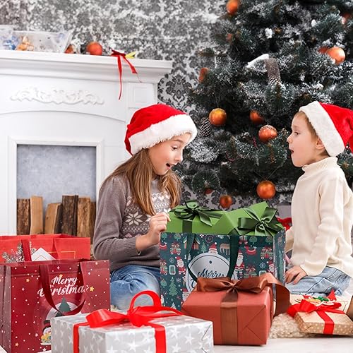 Miniatura 5 de STYPOP Bolsas de regalo de Navidad de varios tamaños, 20 bolsas de Navidad, 4 extra grandes de 17 pulgadas, 8 grandes de 13 pulgadas, 8 medianas de