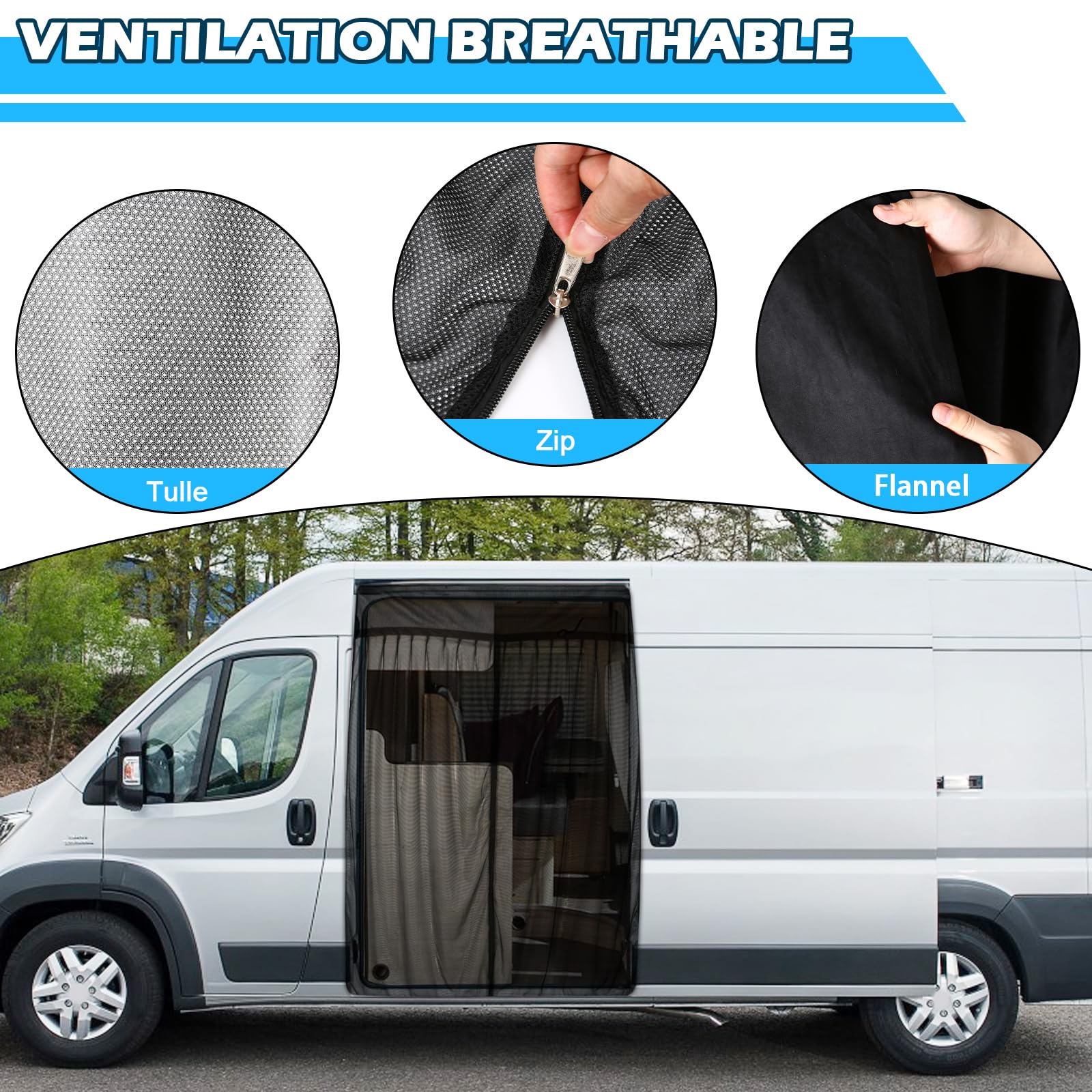 Zanzariera Auto Sostituzione per Fiat Ducato/Peugeot Boxer/Citroen Relay 2006-2024, Zanzariera Porta Laterale dell'auto, Rete per Insetti Magnetica a Strato Singolo per Campeggio