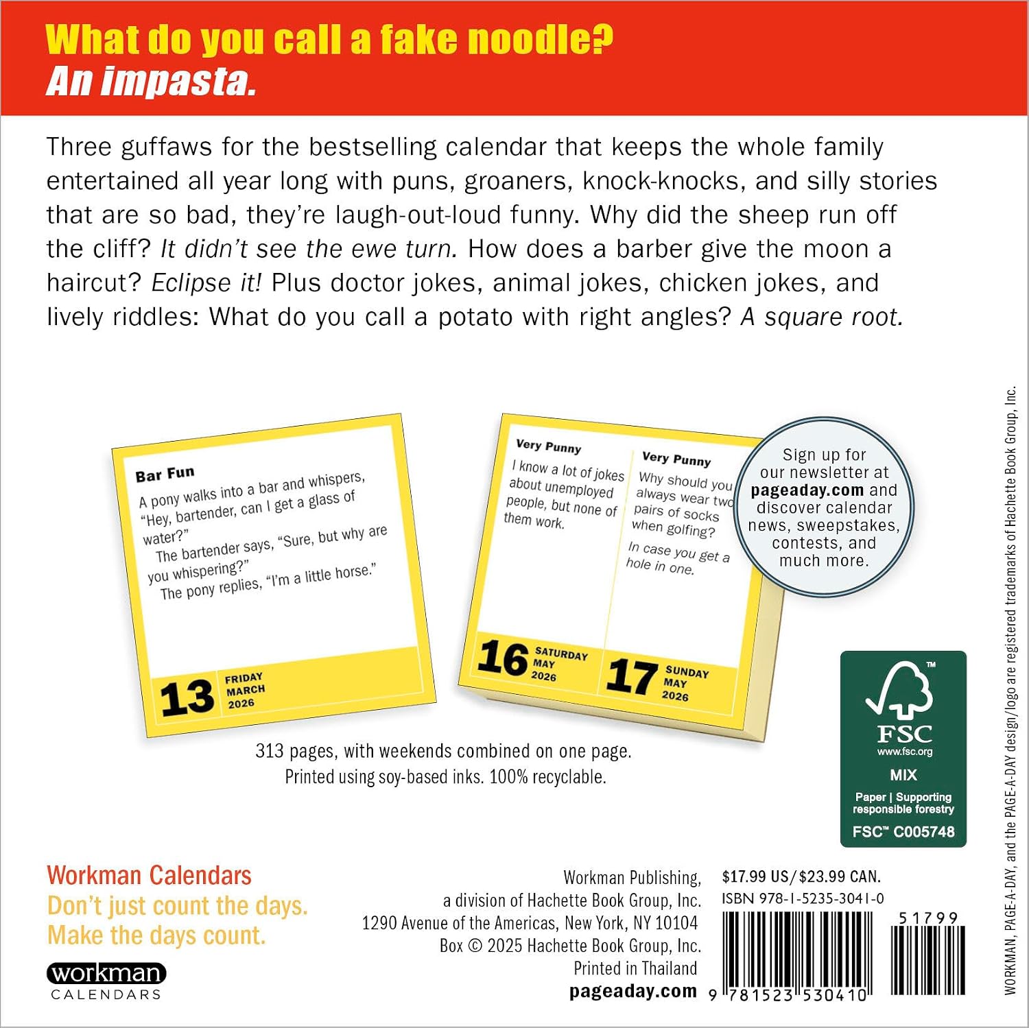 290 Bad Jokes & 75 Punderful Puns Page-A-Day® Calendar 2026: For the Whole Family! image 2