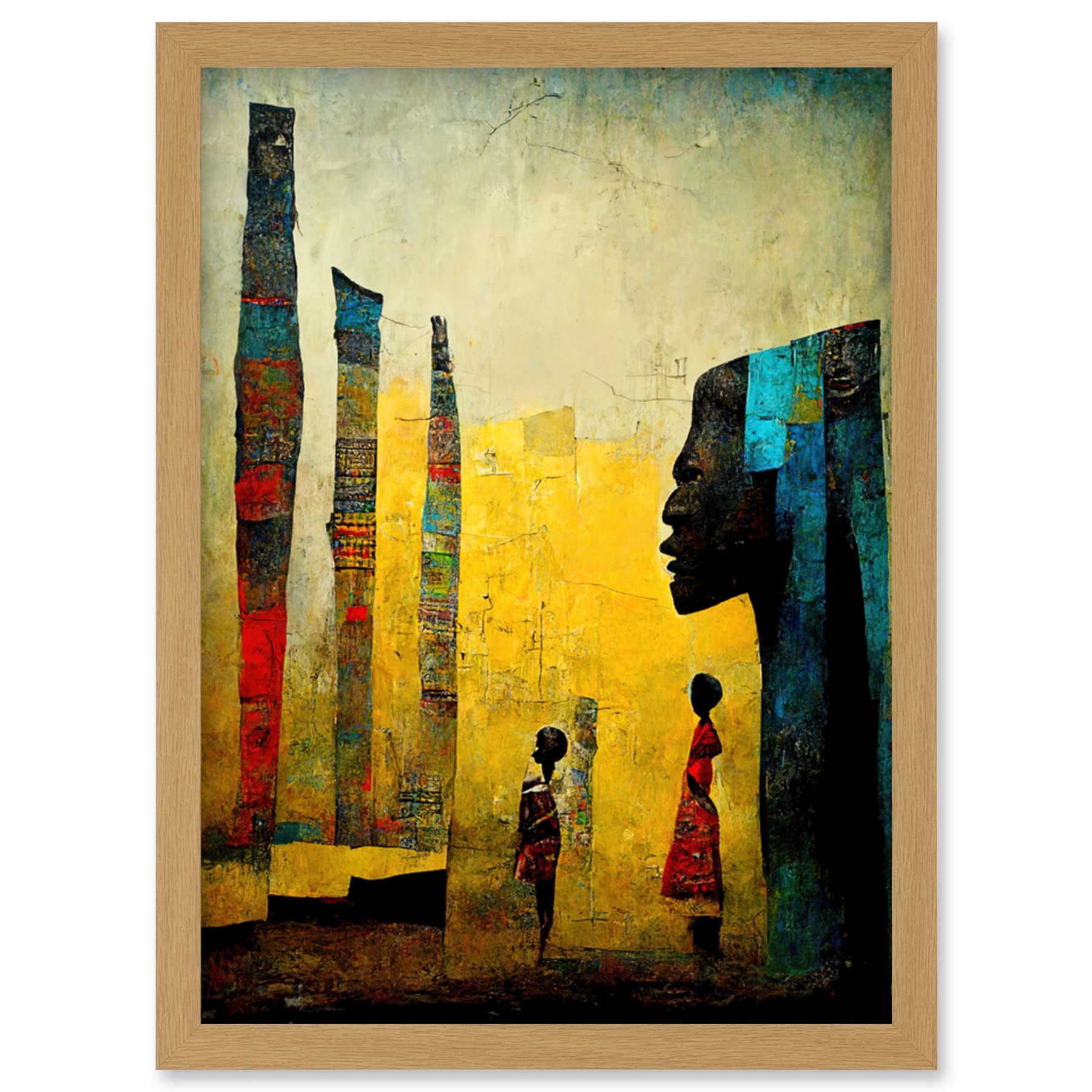 Doppelganger33 LTD African Art Modern Bright Abstract Artwork Framed Wall Art Print A4