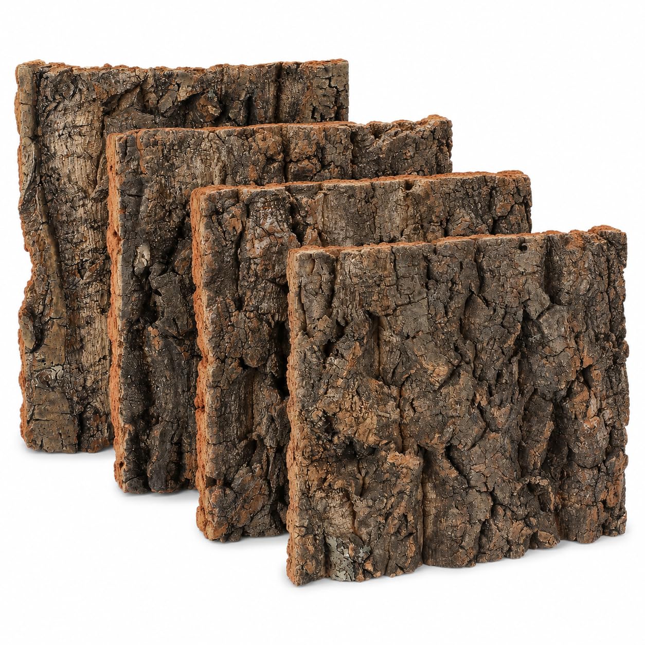 YARNOW 4pcs Natural Cork Bark Background for Reptile Enclosure, Terrarium Decor Tree Bark Wall Tiles for Gecko Lizard Bearded Dragon Habitat, Climbing Vivarium Tank Wood Decoration